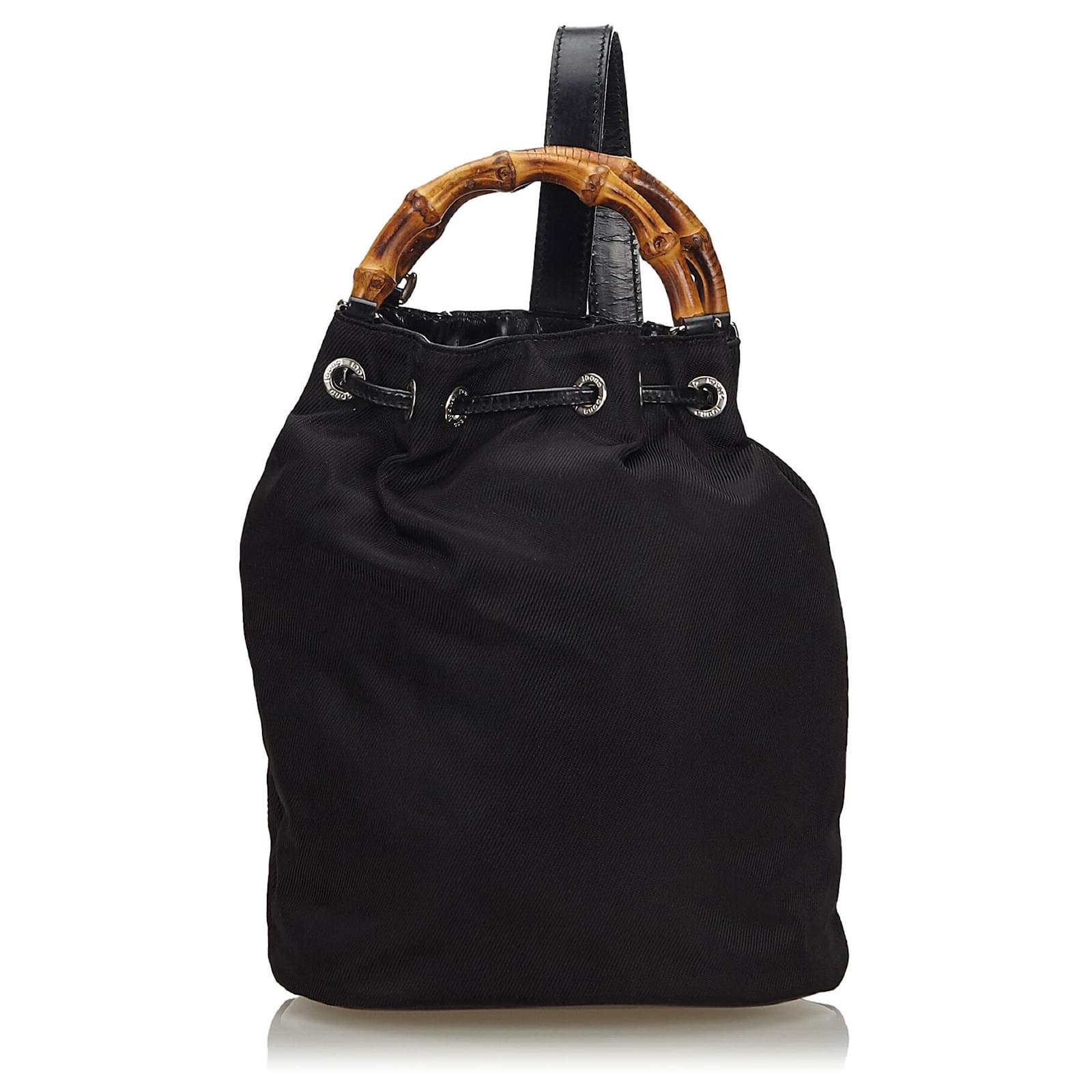 Borsa a secchiello Gucci in nylon nero di bambù Pelle Panno ref.143985 -  Joli Closet
