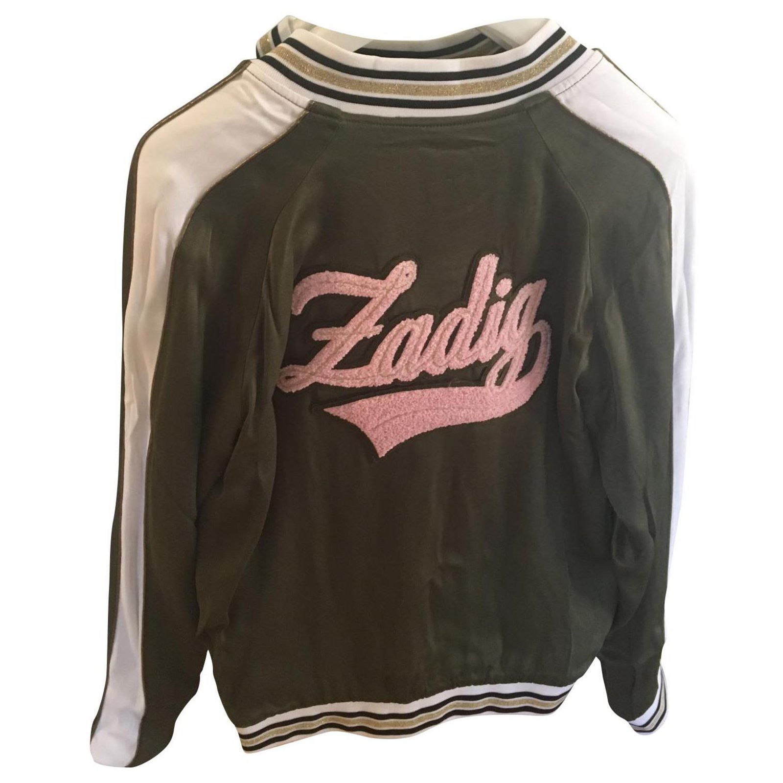Zadig & Voltaire Jacket Pink White Khaki Polyester Viscose ref.144029 ...