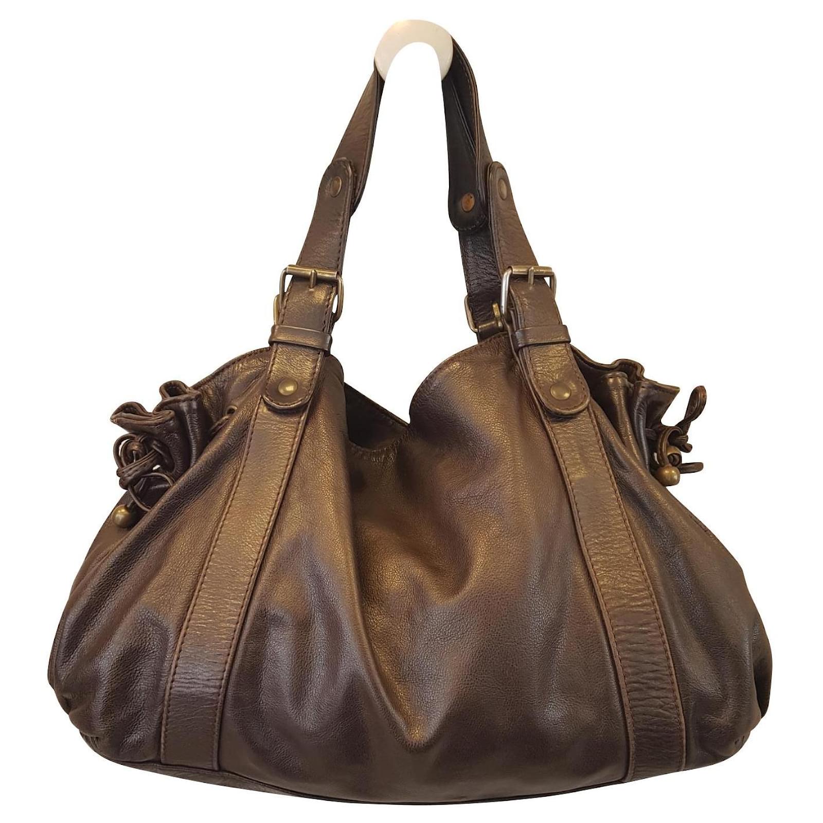 Petit sac a main pas cher cuir italien marron Lorella