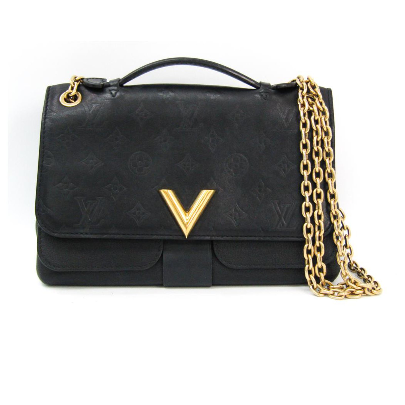 Louis Vuitton Very One Handle Monogram Leather Shoulder Bag Black