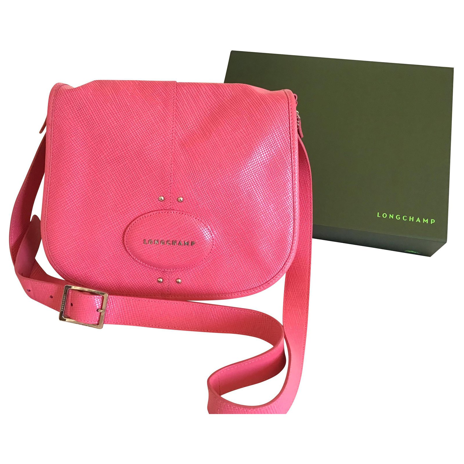 Longchamp Quadri Pink Leather ref.144559 - Joli Closet