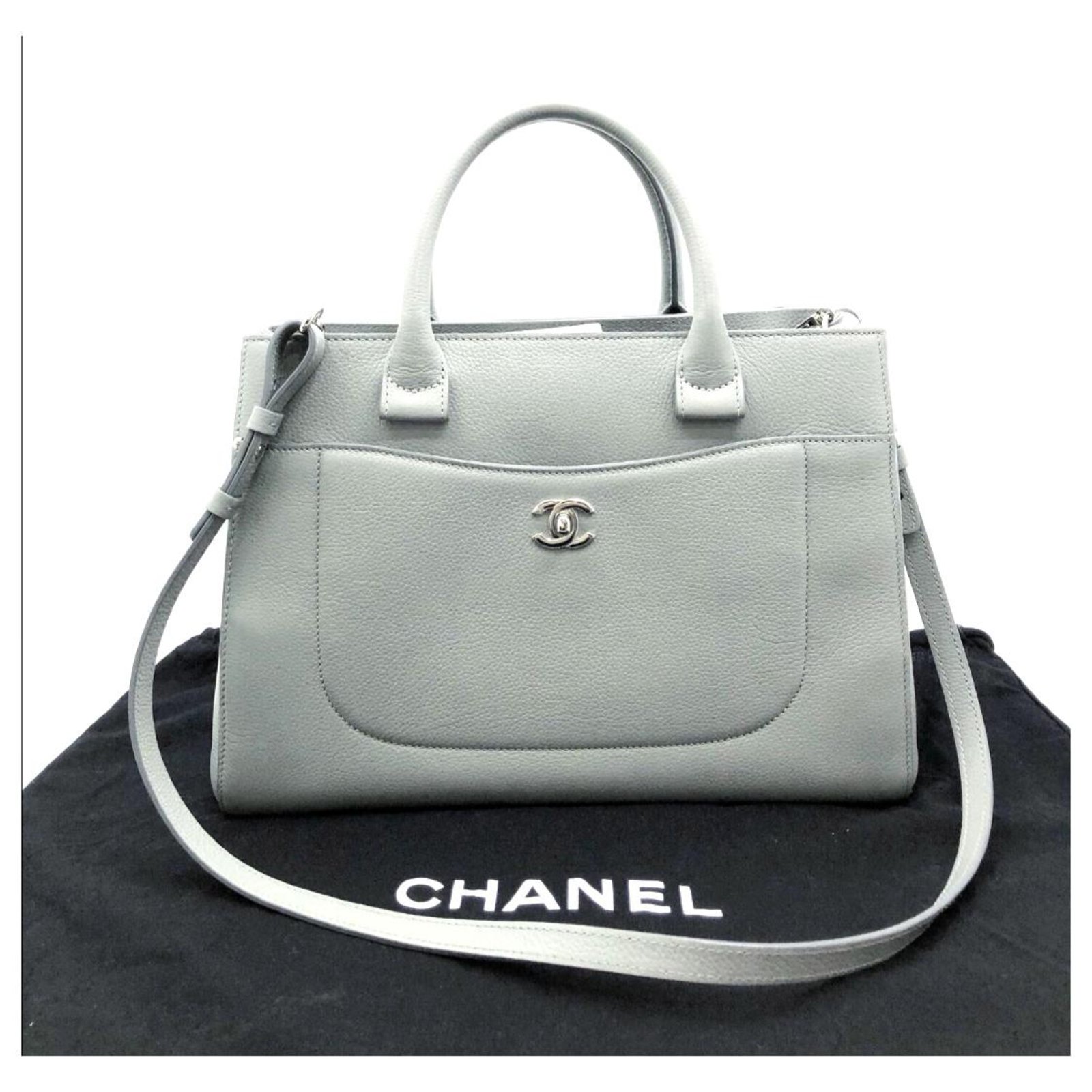 Auth CHANEL Neo Executive Tote Handbag Crossbody Shoulder Bag Navy/Black  99470a
