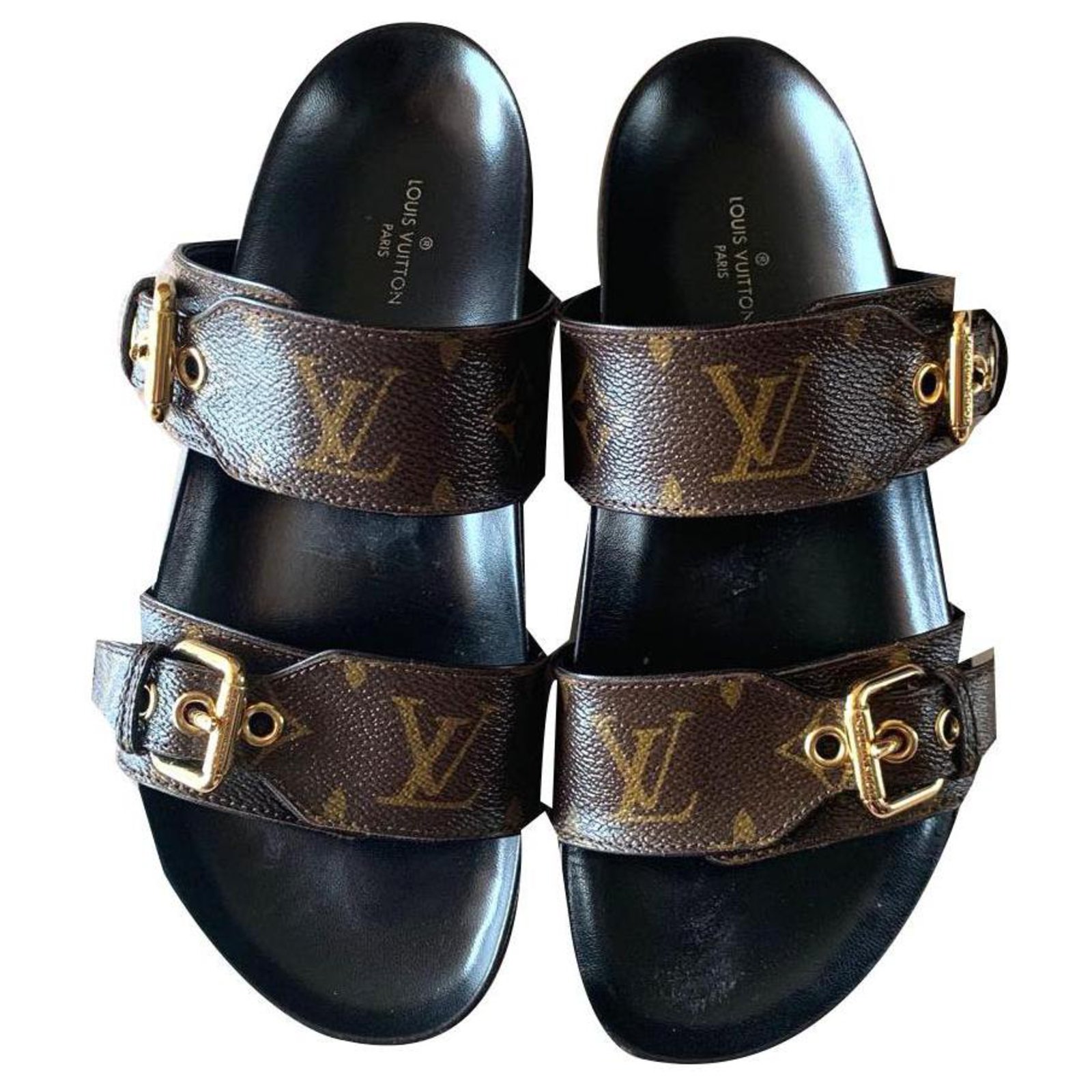 Louis Vuitton, Shoes, Authentic Louis Vuitton Bom Dia Monogram Flat Mule  Slide Sandals Size 4