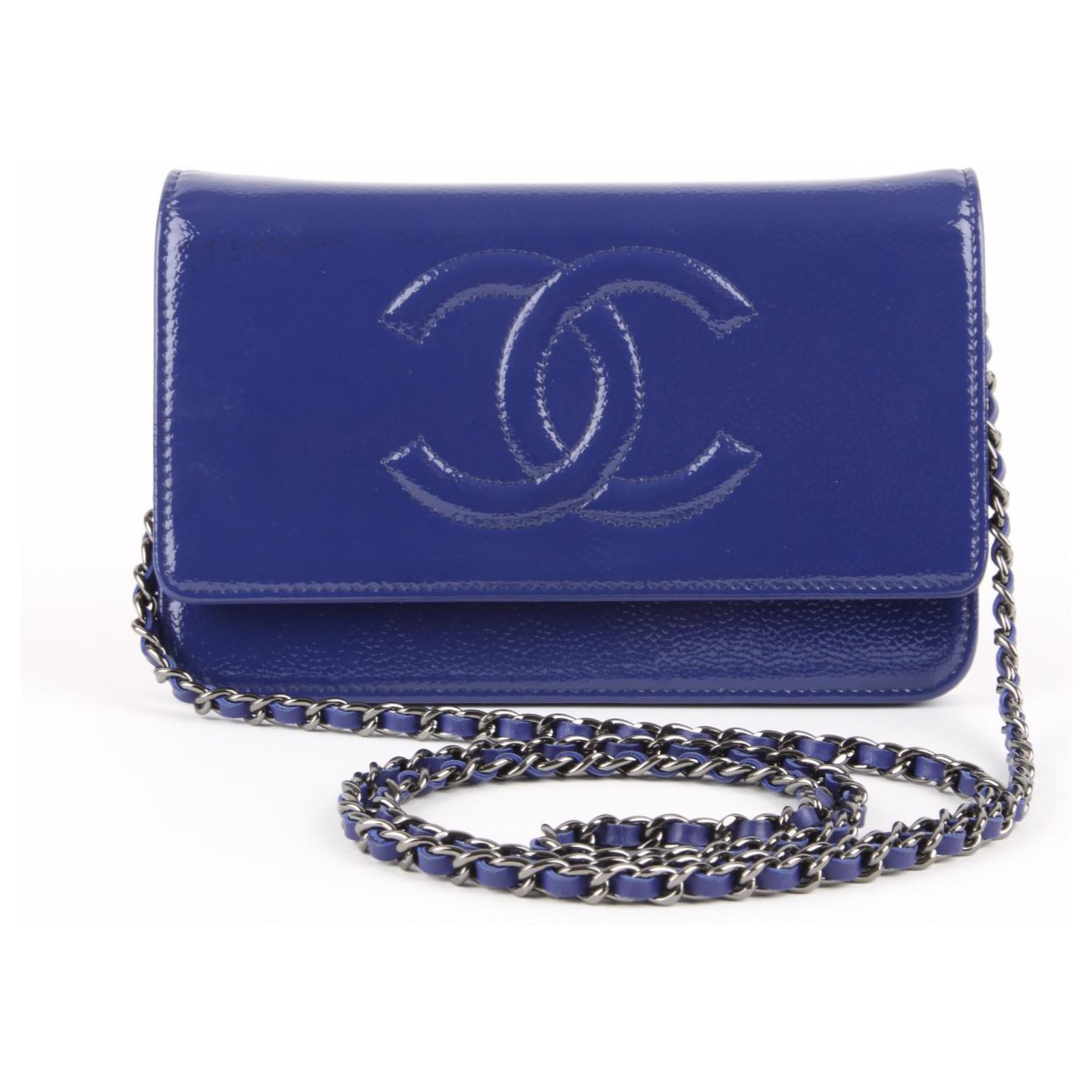 Chanel wallet on chain Blue Patent leather ref.144939 - Joli Closet