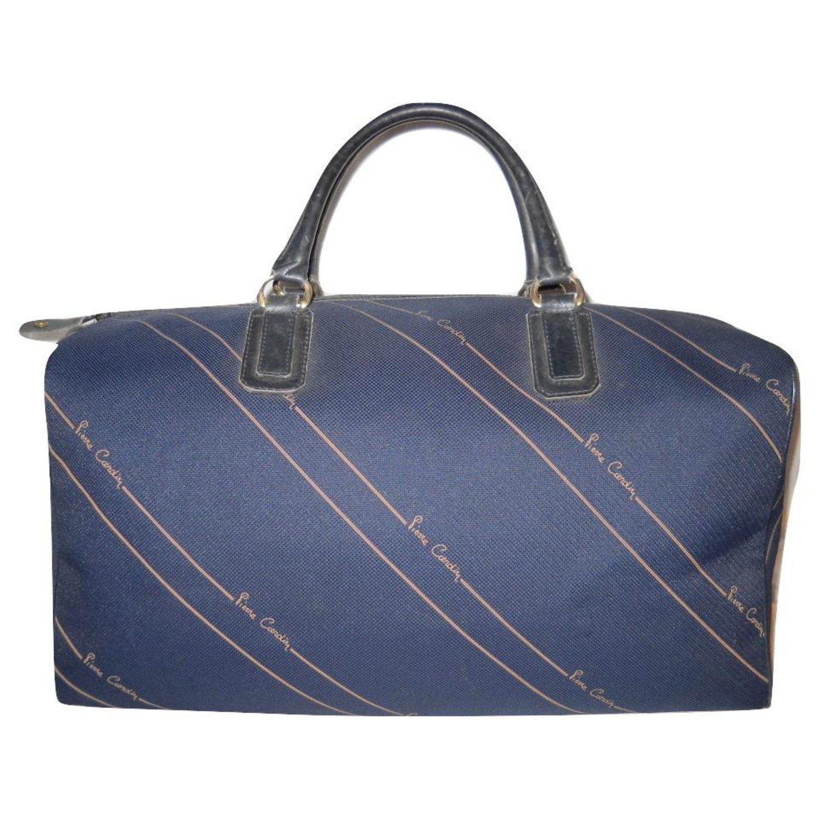 PIERRE CARDIN vintage travel bag Navy blue Leather Cloth ref.144959 - Joli  Closet