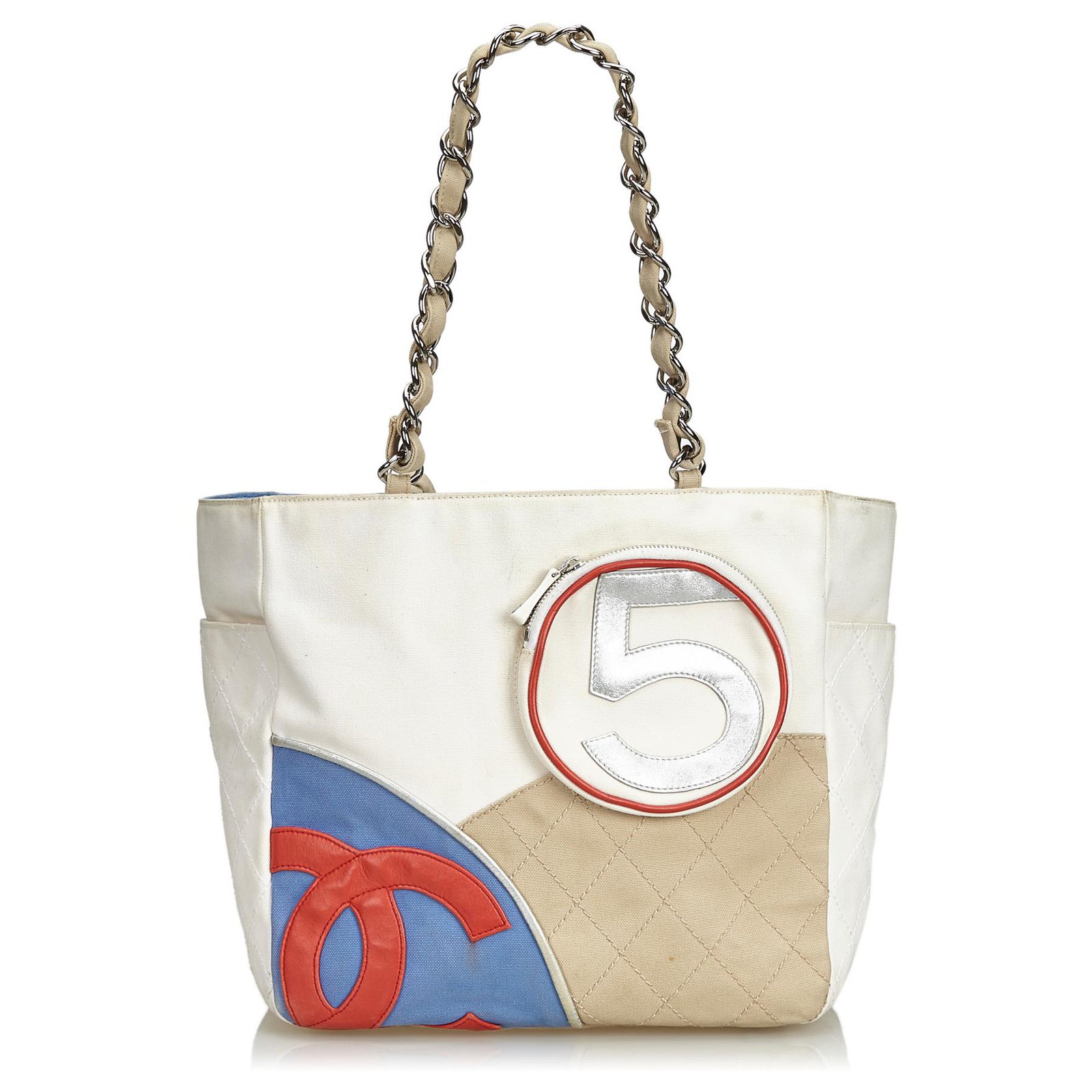 Chanel White No.5 Sport Canvas Tote Bag