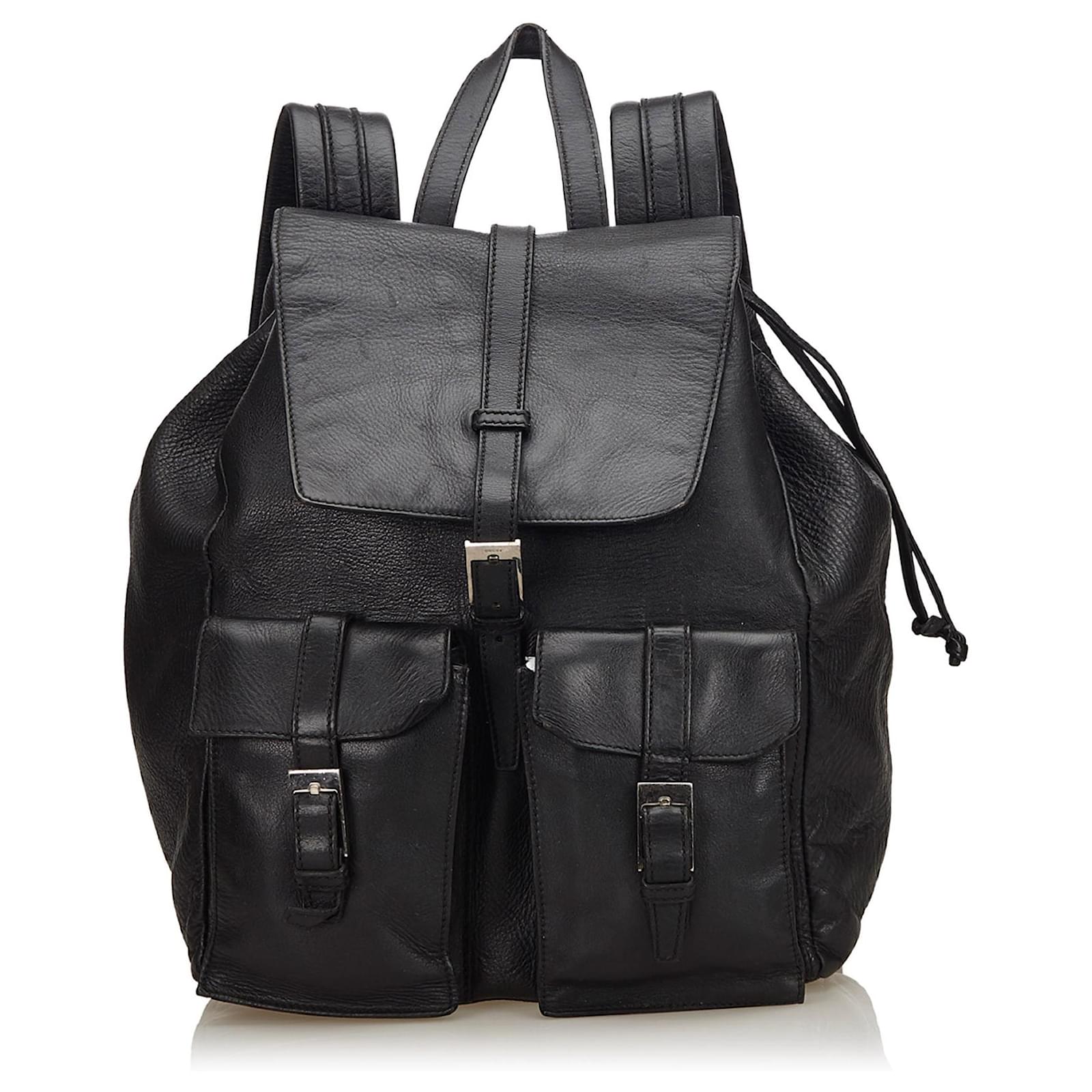 Gucci Black Leather Drawstring Backpack ref.145004 Joli Closet