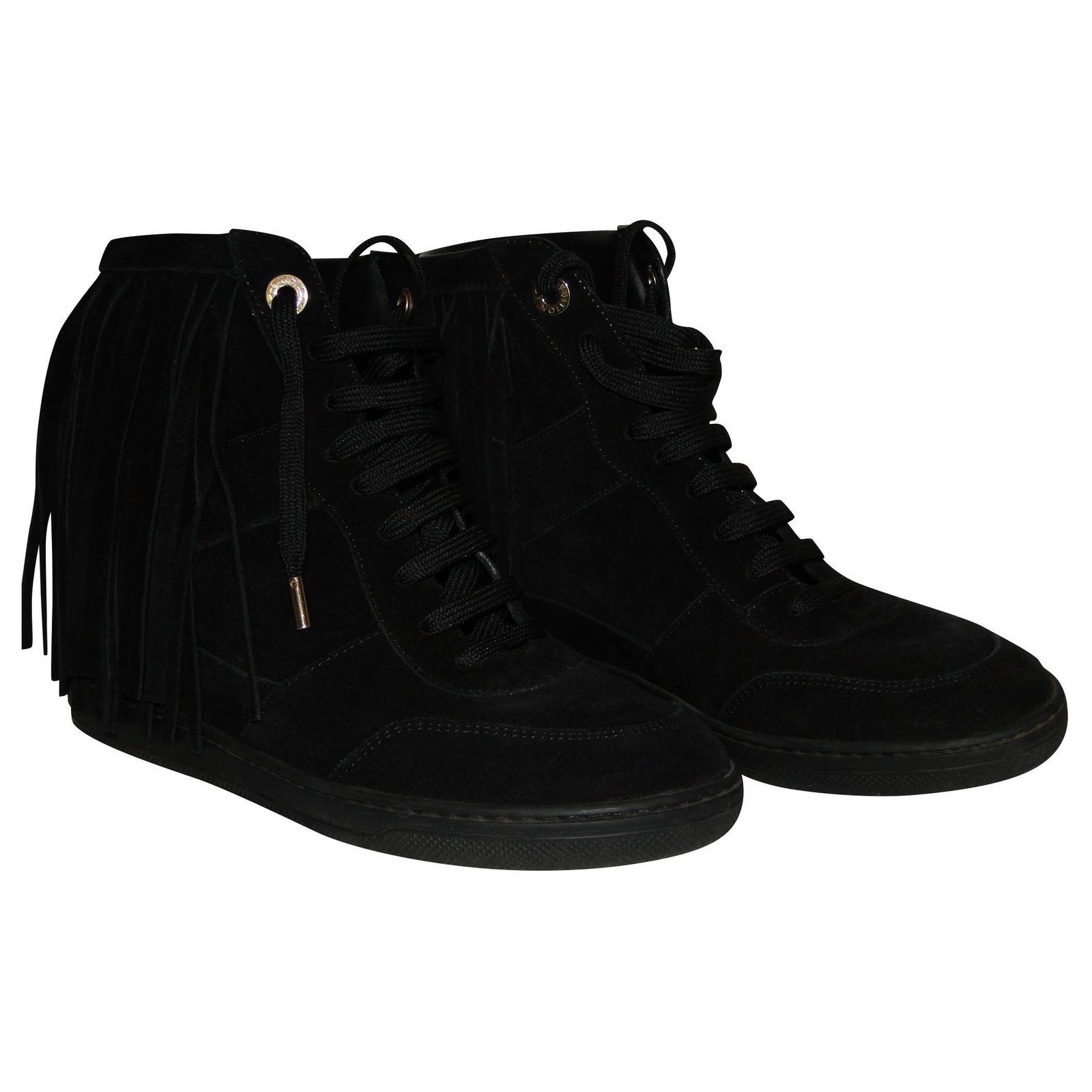 Louis Vuitton - Millenium Suede Wedge Sneakers Noir 38