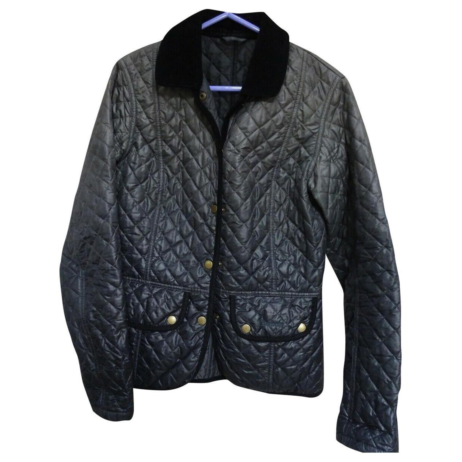 Quilted Barbour jacket Black Grey Dark grey Polyester ref.145513