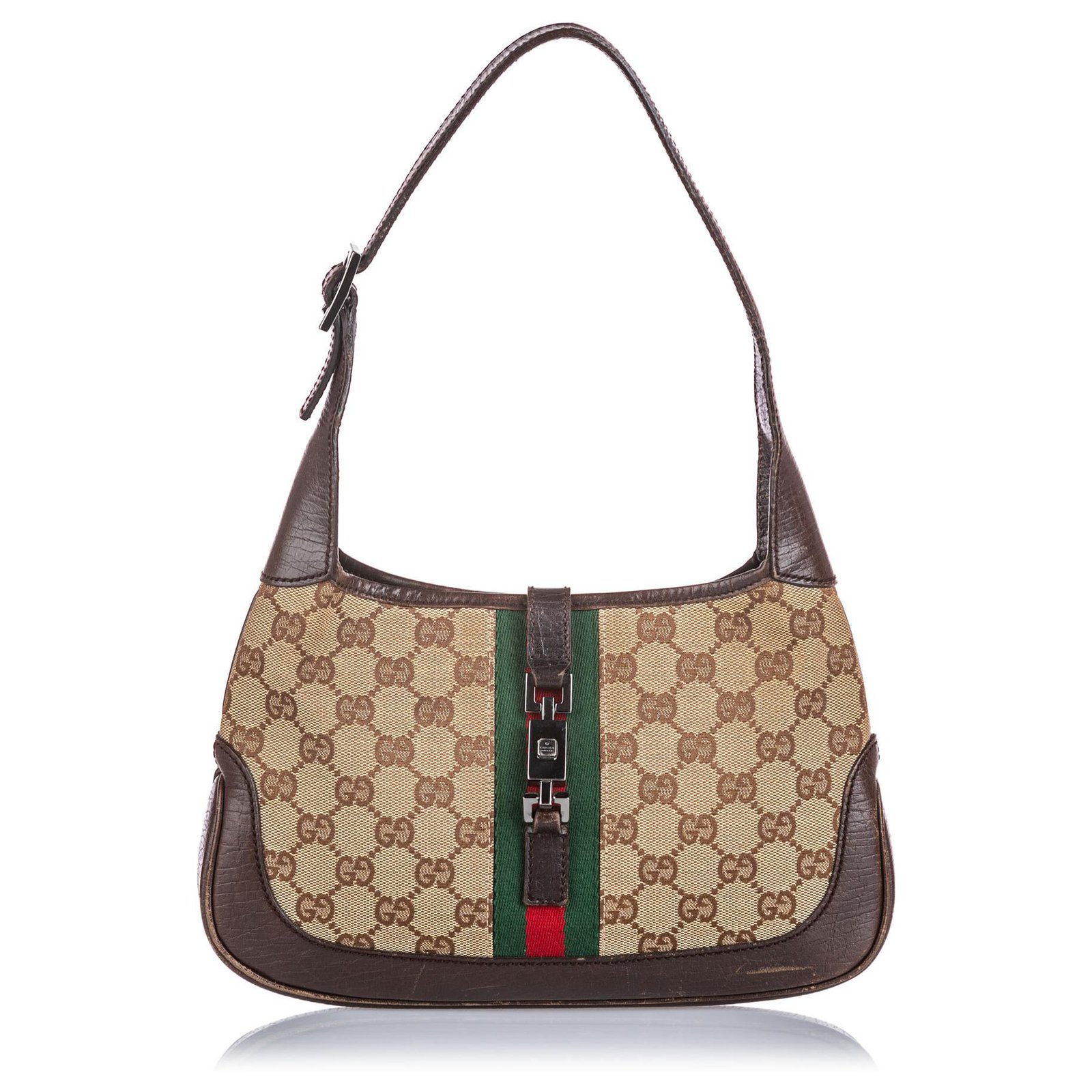 GUCCI Vintage Jackie Small Canvas Handbag in Brown