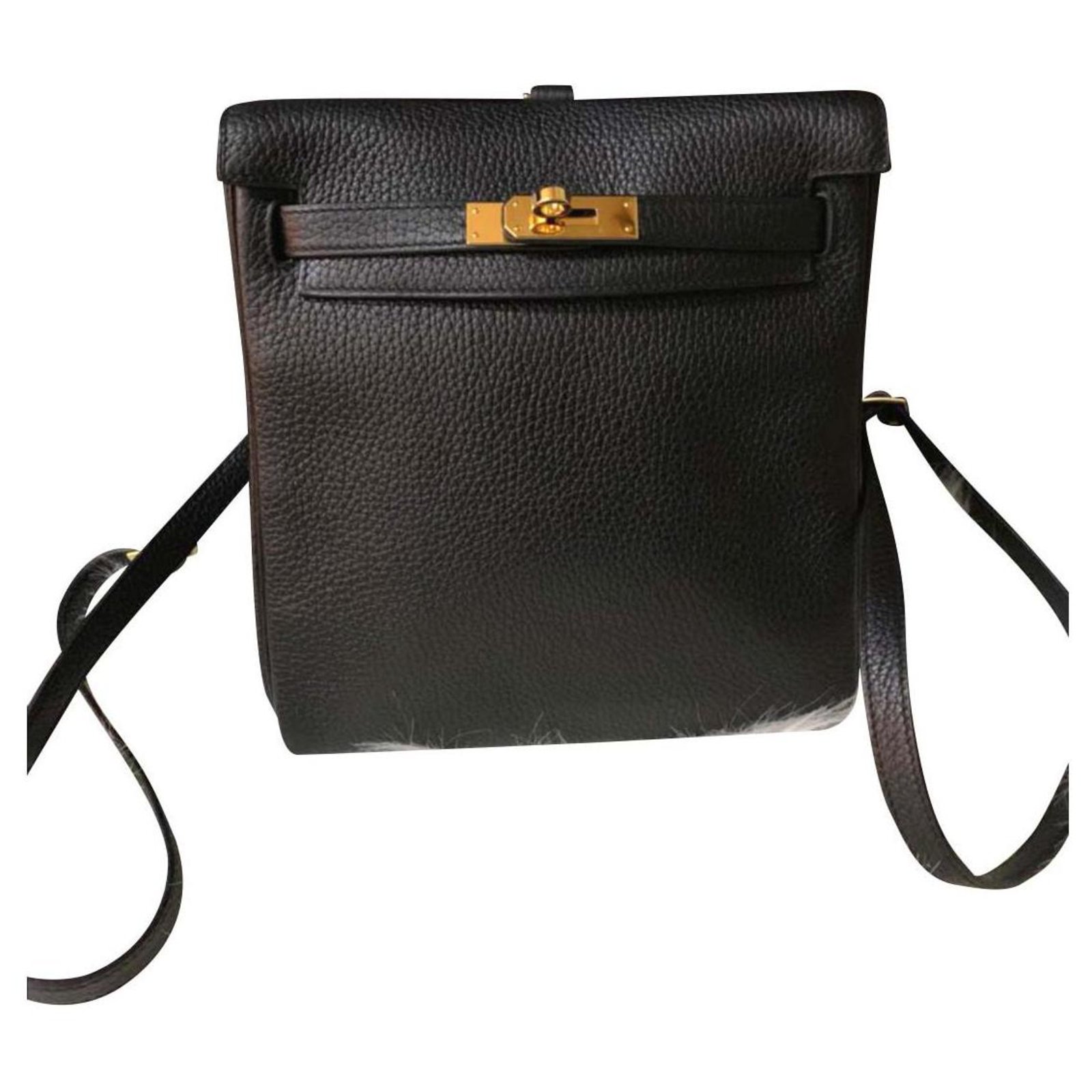 Hermès Black Togo Hermes Kelly ado backpack Leather ref.146266 - Joli Closet