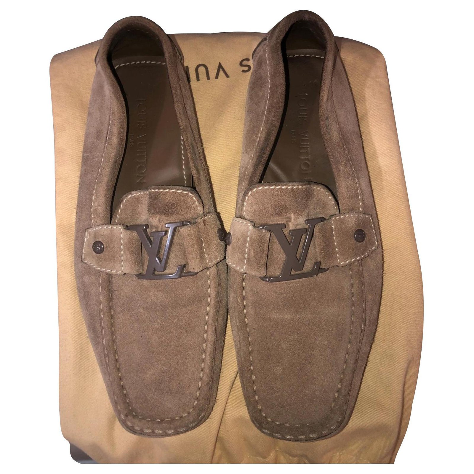 Louis Vuitton Monte Carlo loafers Brown Taupe Suede ref.146534