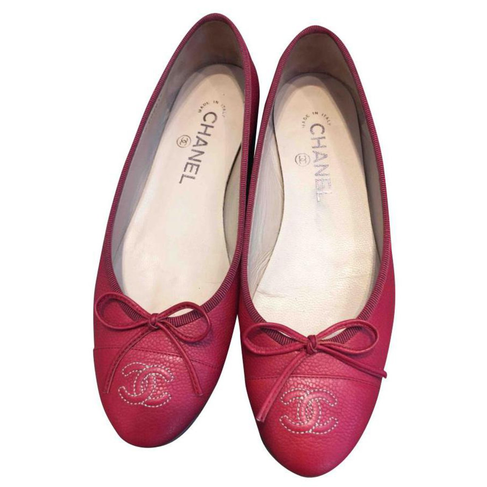 Chanel Ballet flats Red Leather ref.146709 - Joli Closet