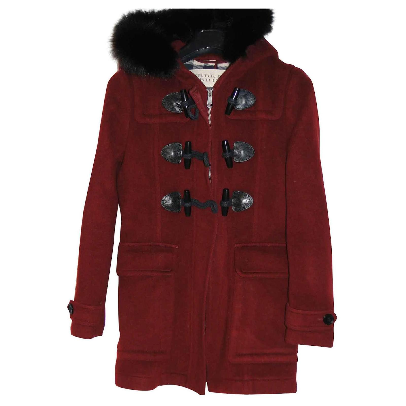 Montgomery in lana con cappuccio BURBERRY con pelliccia Bordò ref