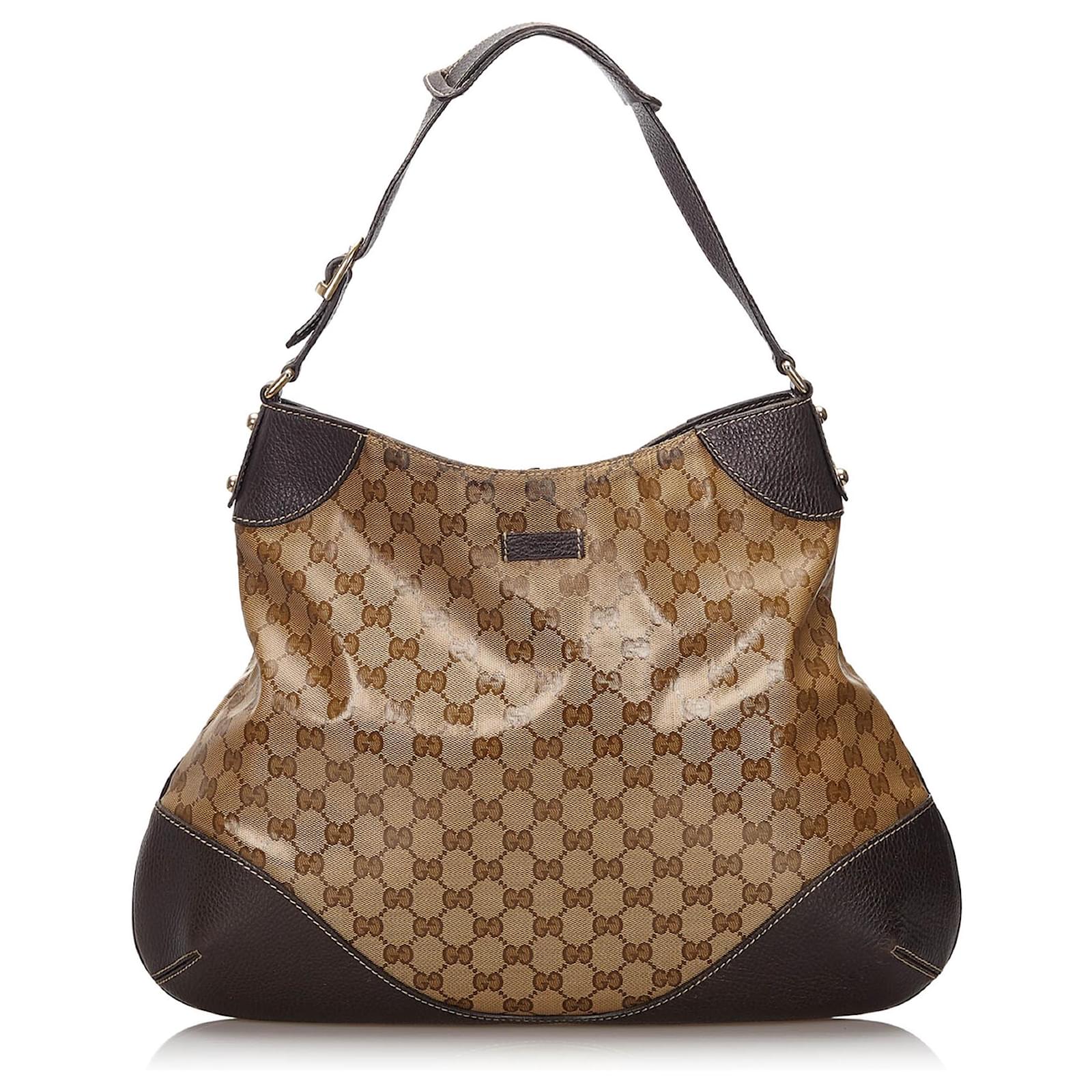 GUCCI バッグ Gucci Brown GG Crystal Shoulder Bag Light brown Dark brown Leather