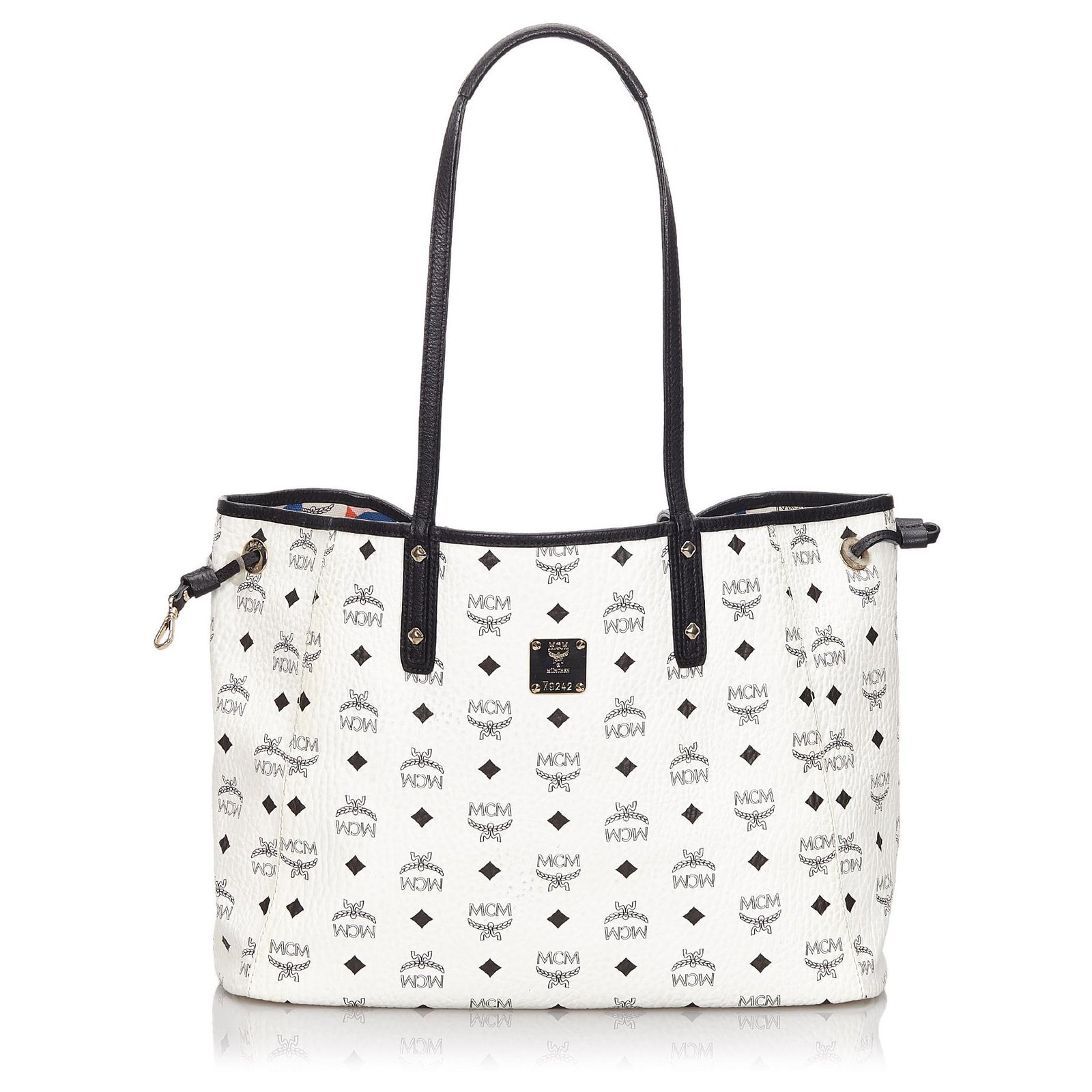 Heritage drawstring leather tote MCM White in Leather - 33000616