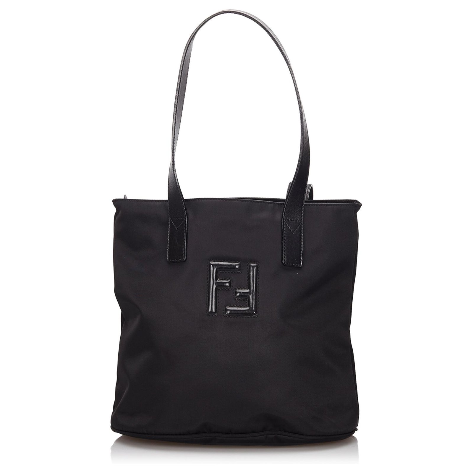 Fendi Black Nylon Tote Bag Leather Cloth Ref.147316 - Joli Closet