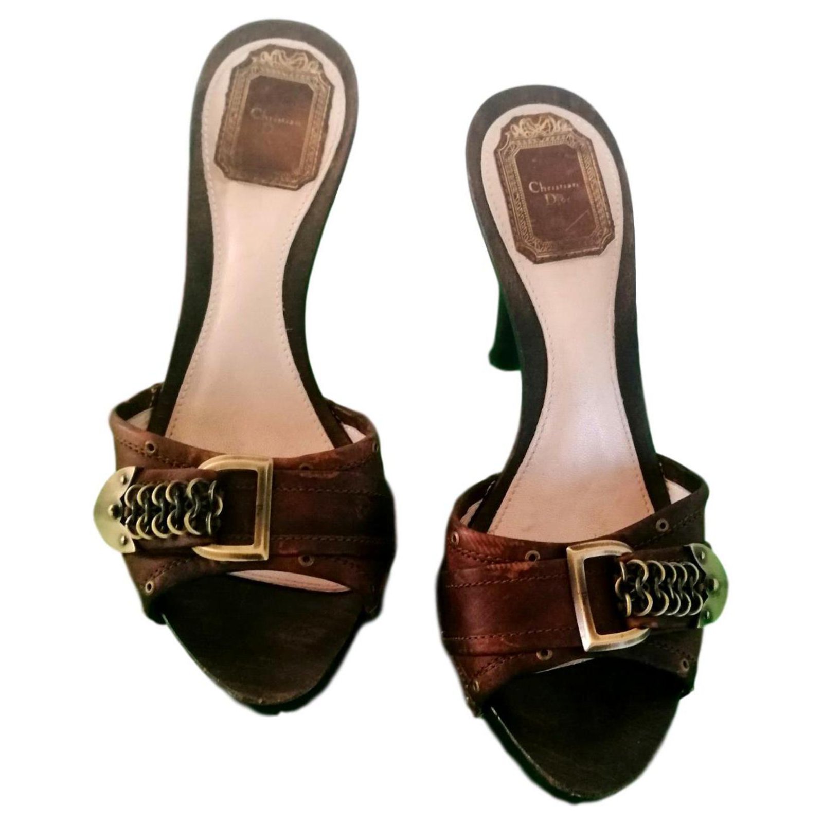 Christian Dior Mules Dark brown Leather ref.147384 - Joli Closet