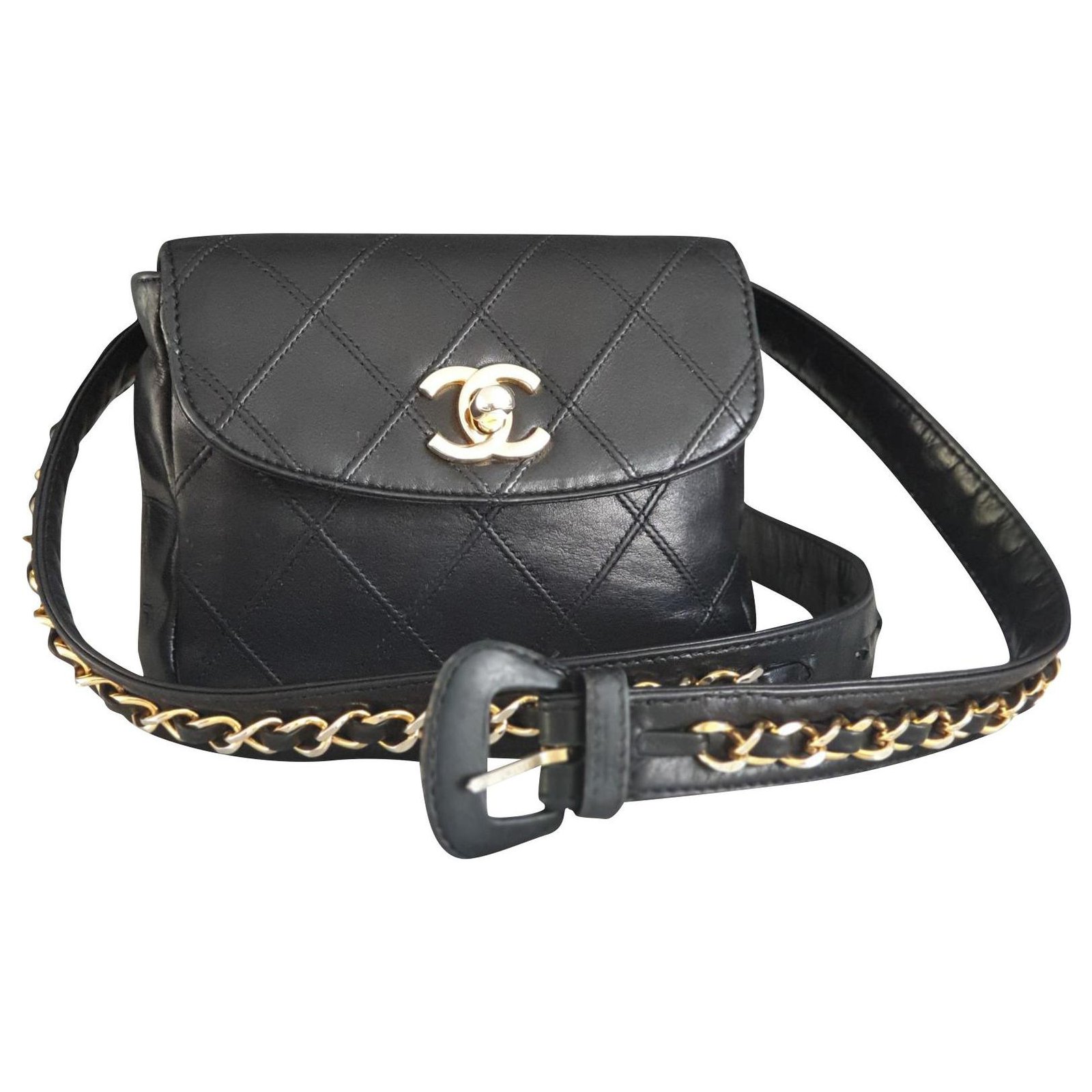 Chanel Classic Mini Belt Clutch Black Leather  - Joli Closet