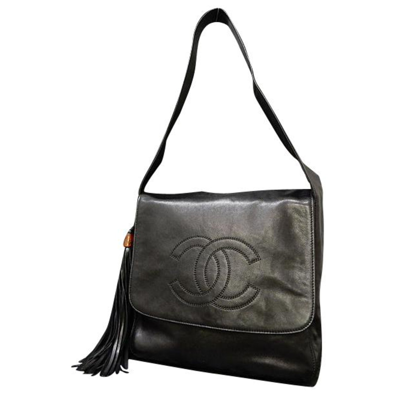 Chanel Vintage Shoulder Bag Black Leather ref.148360 - Joli Closet