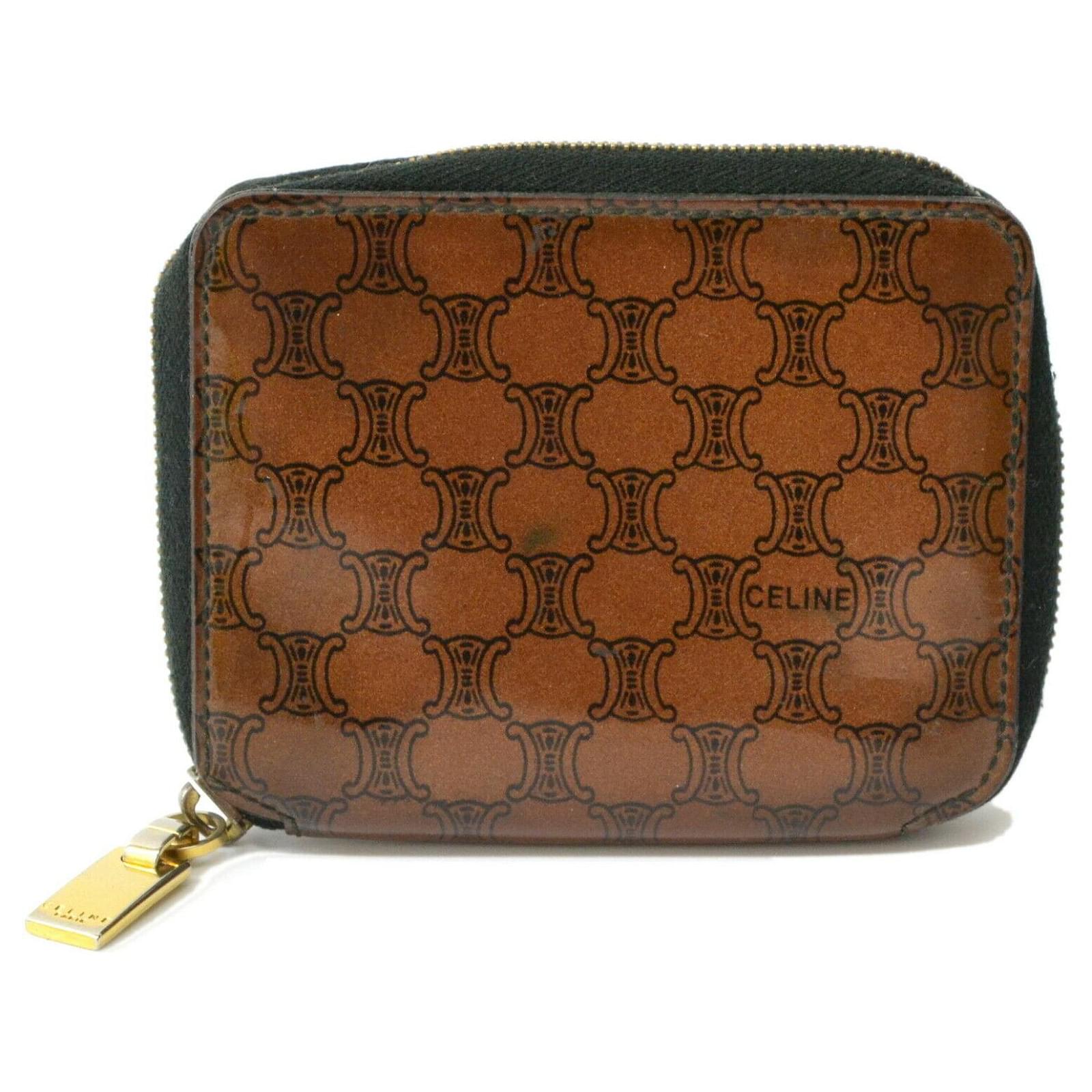 Céline PORTEFEUILLE CELINE COMPACT ZIPPE EN CUIR GRAINE BLEU PORTE MONNAIE WALLET Bleu Marine