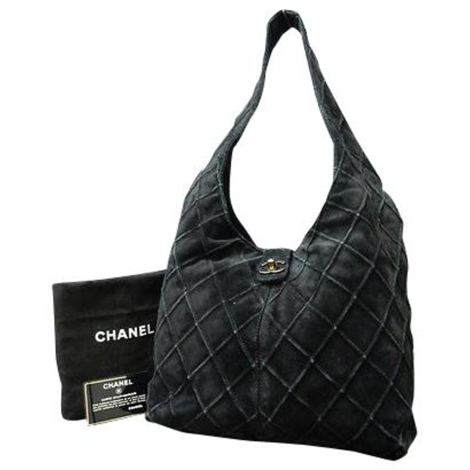 Chanel Vintage Shoulder Bag Black Suede ref.148480 - Joli Closet