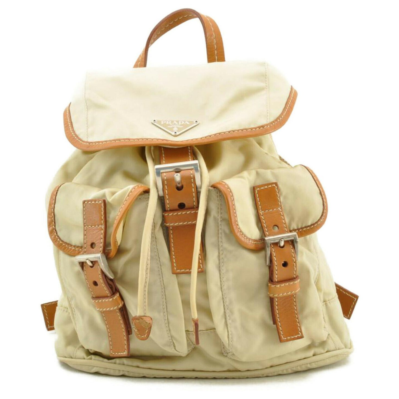 Prada Nylon Backpack Knapsack Beige  - Joli Closet