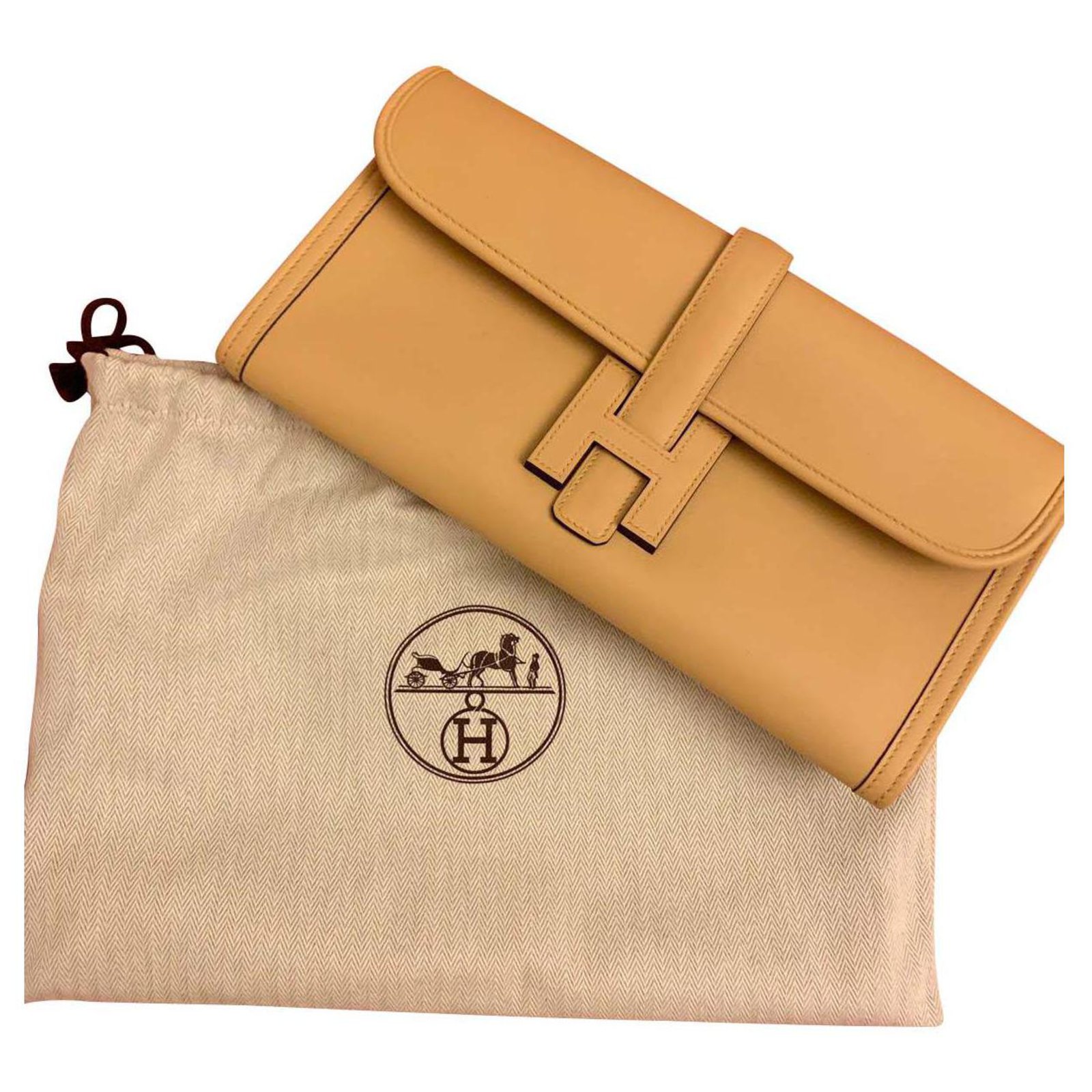 Jige Hermès Pochettes Cuir Beige ref.148808 Joli Closet