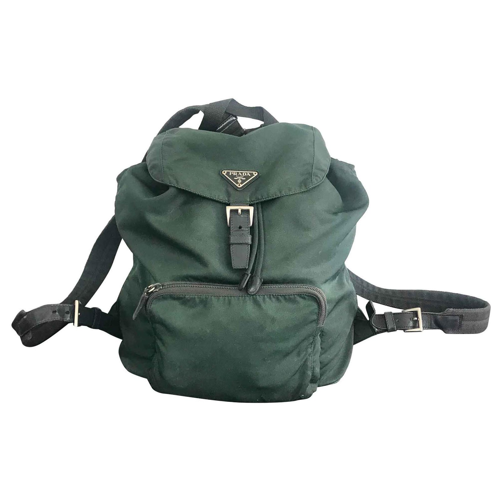 Prada backpack Khaki Dark green Cloth  - Joli Closet