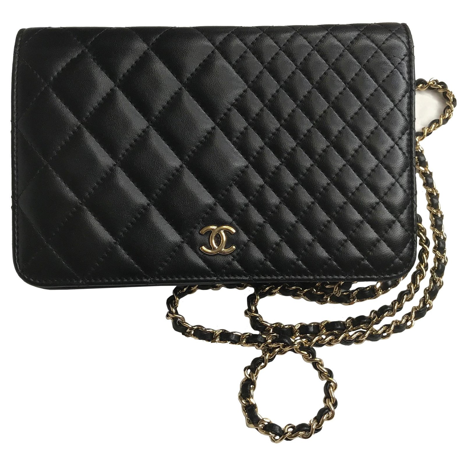Wallet On Chain Chanel Limited with card, box, Dustbag Black Leather  ref.149113 - Joli Closet