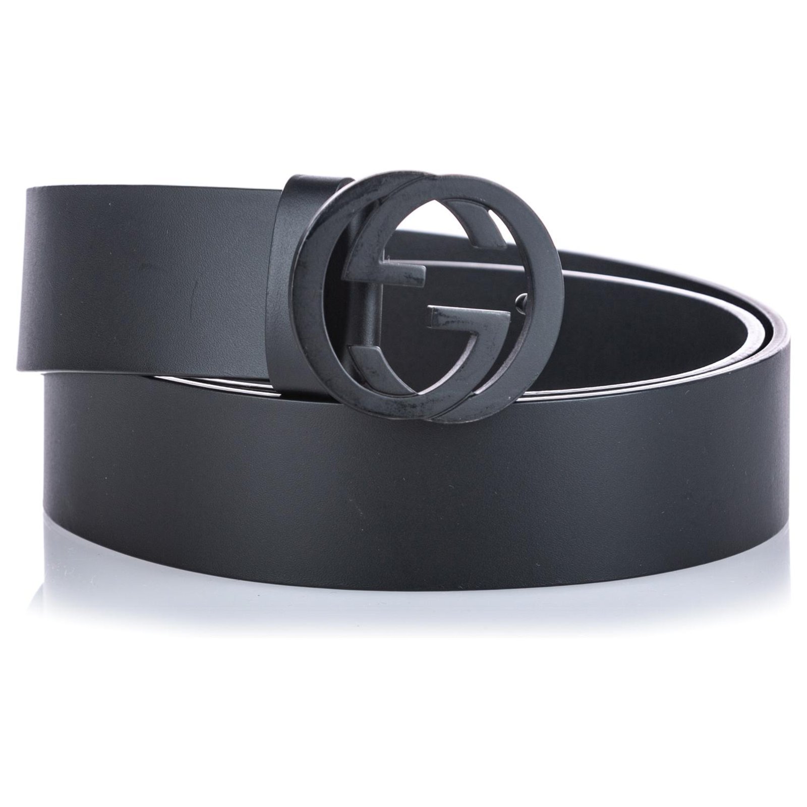 Gucci Black Leather Interlocking G Belt 85CM Gucci