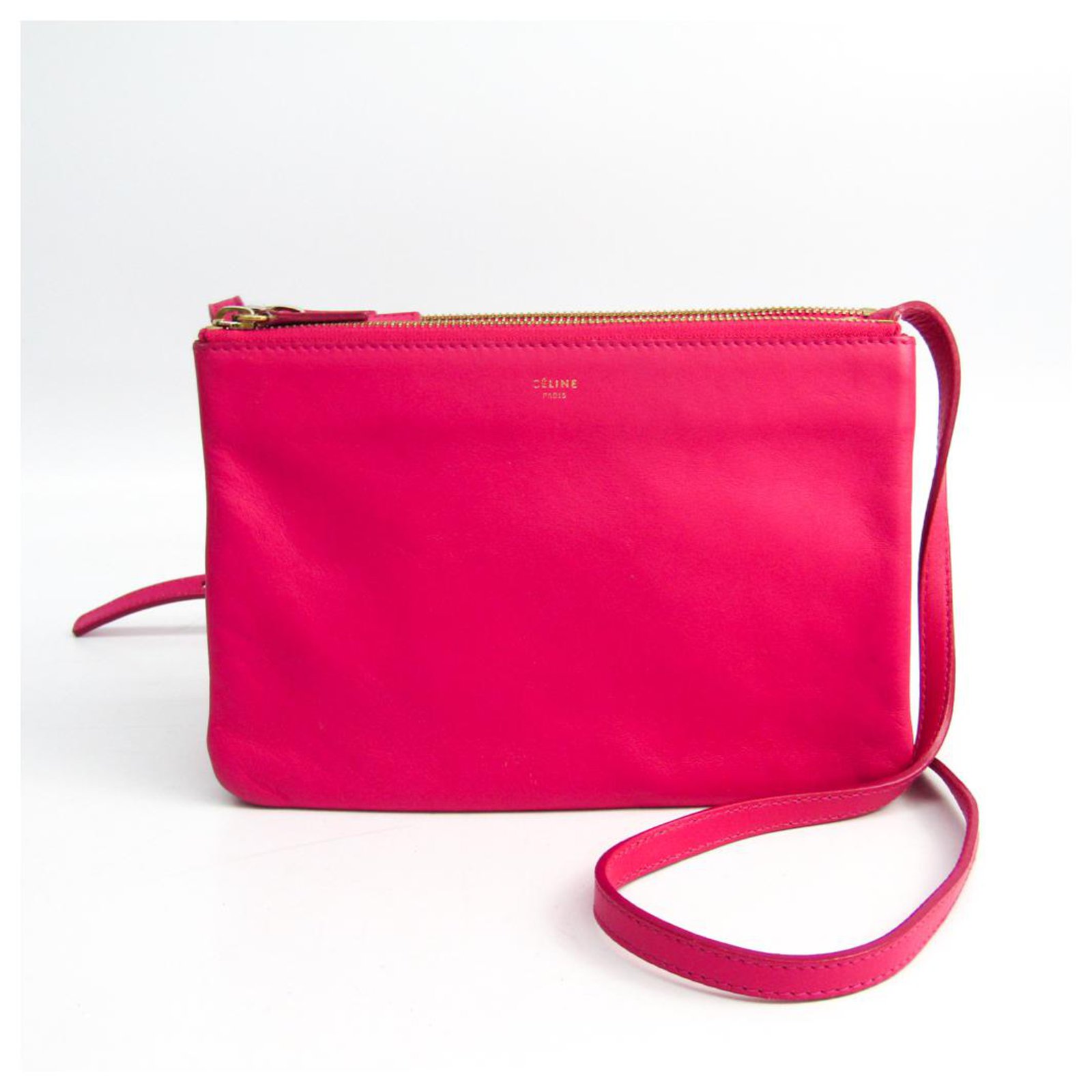 Céline Celine Pink Small Trio Leather Crossbody Bag Pony-style calfskin ...