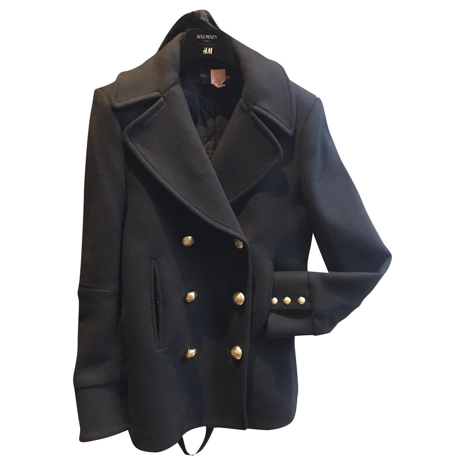 Det er billigt Resistente Pløje Balmain pour H&M Balmain black wool coat for H & M ref.149319 - Joli Closet