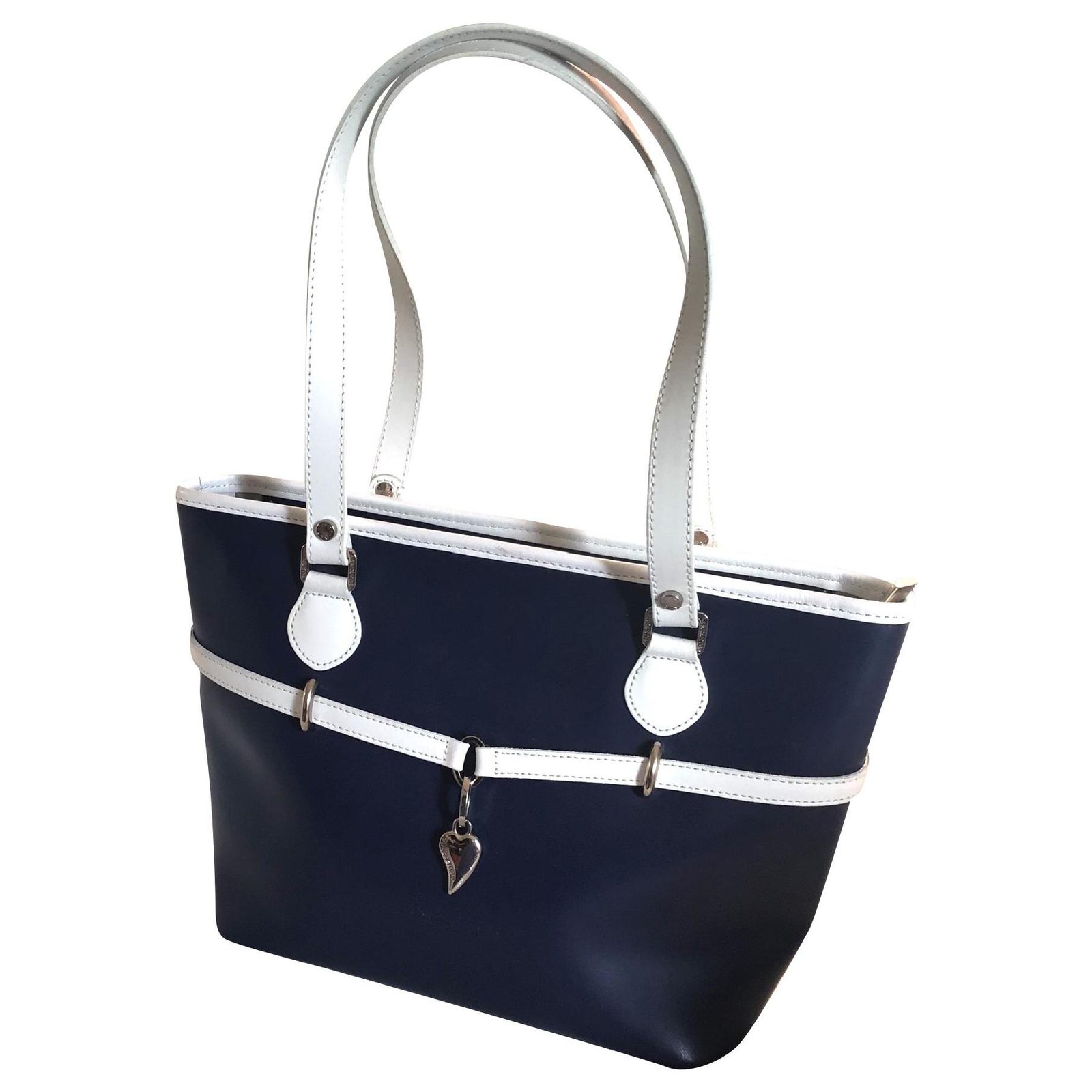 navy blue and white handbags