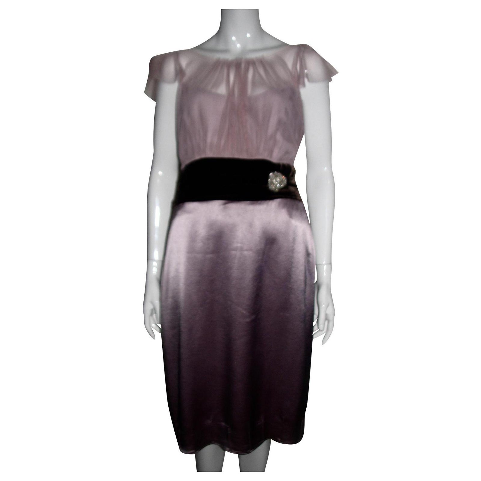 Vera Wang Abito color lavanda e rosa Velluto Poliammide Tulle Raso   - Joli Closet