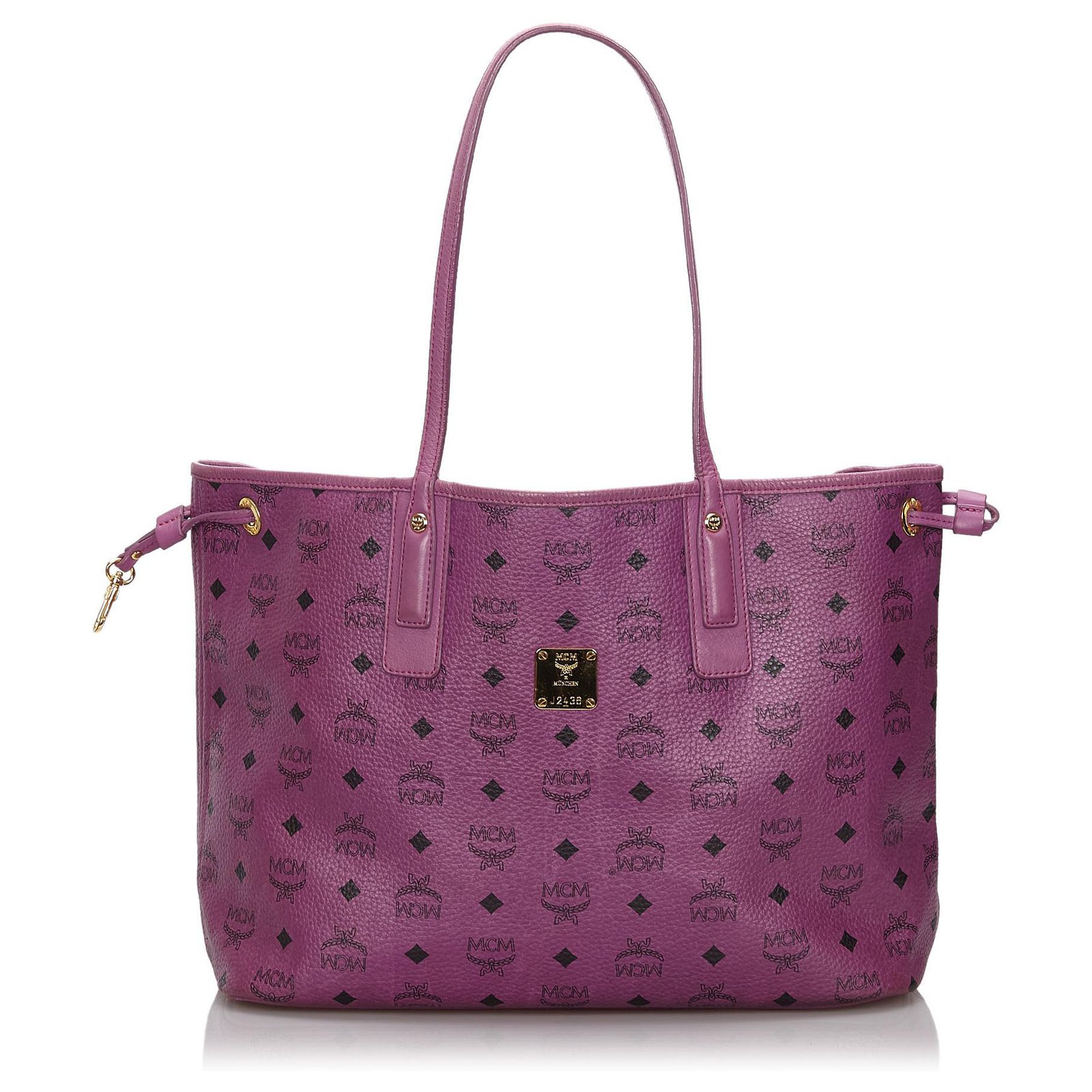 MCM Purple Visetos Reversible Leather Tote Bag Multiple colors Cloth ...