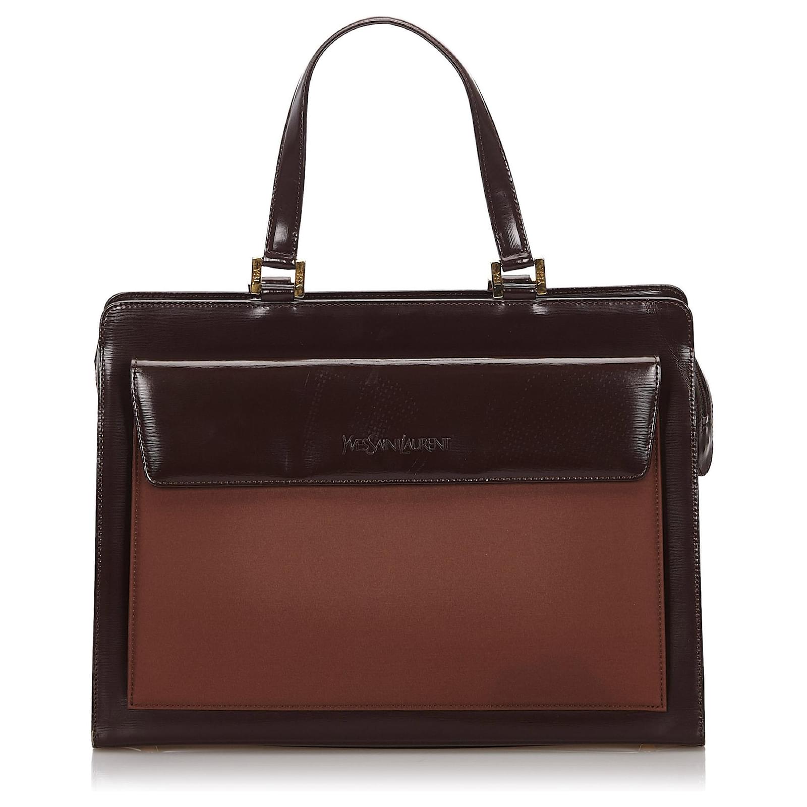 Yves Saint Laurent Sac cabas en cuir marron YSL Marron fonc?� ref.150292 - Joli Closet