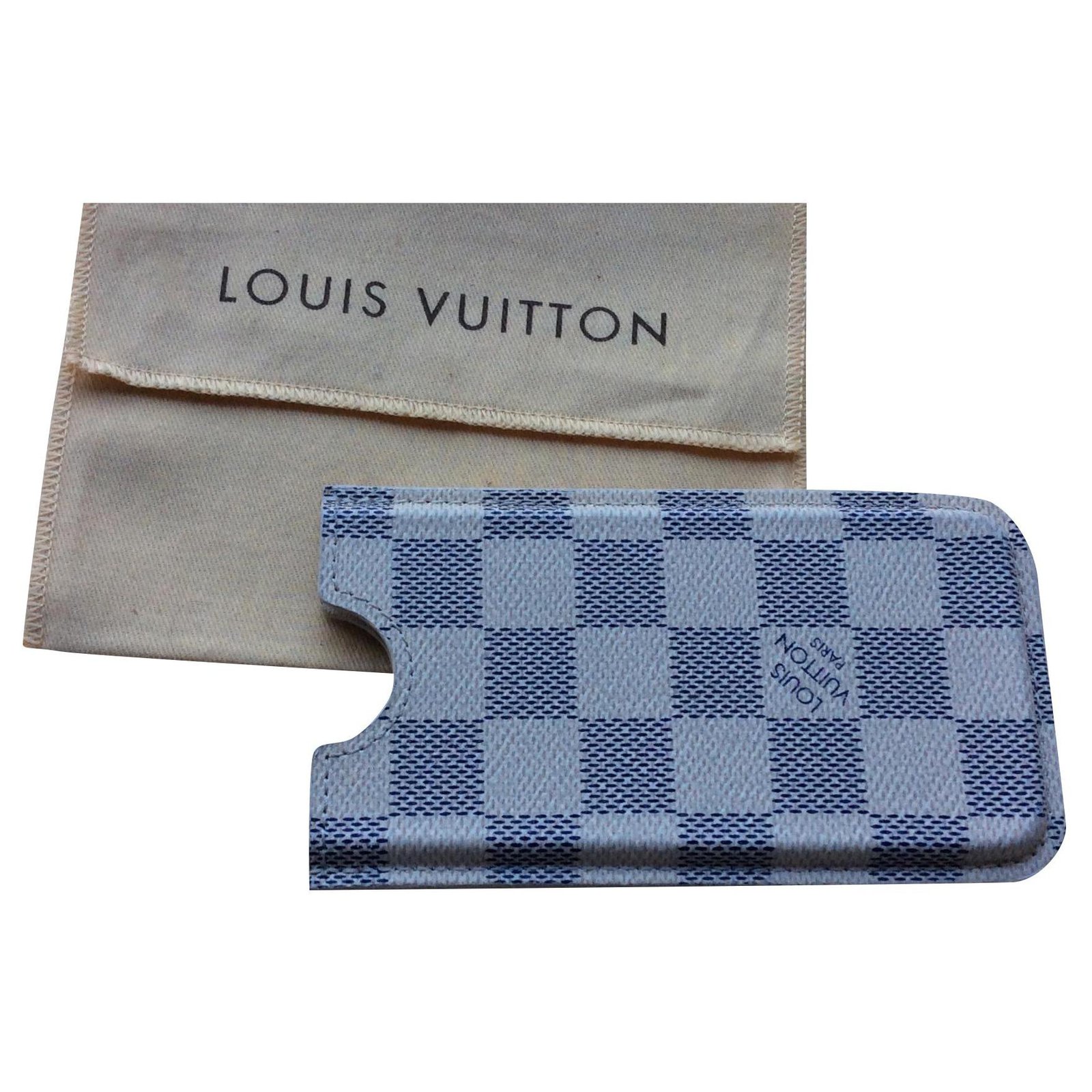 Louis Vuitton phone case Damier Azur canvas reconverted business