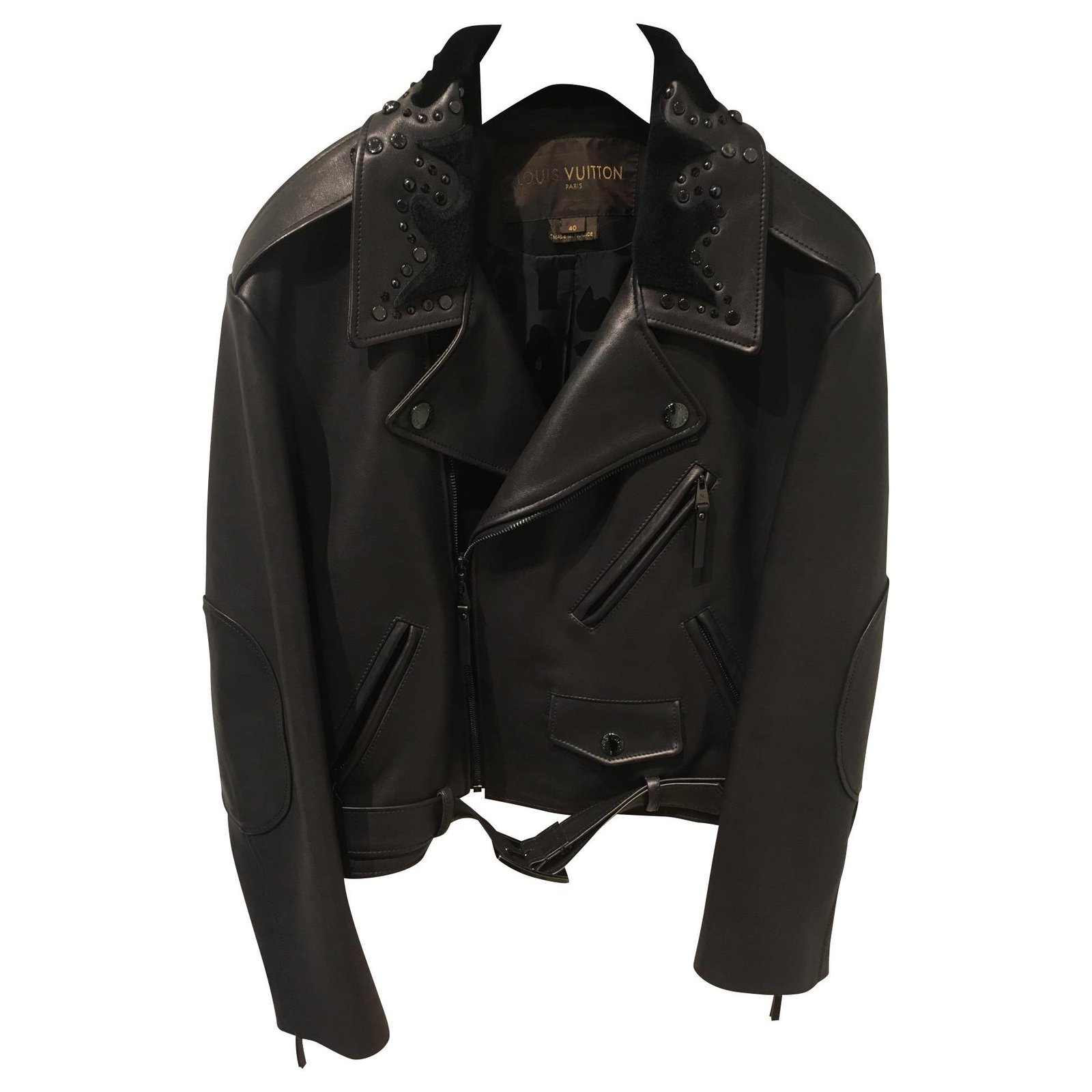 black lv leather jacket