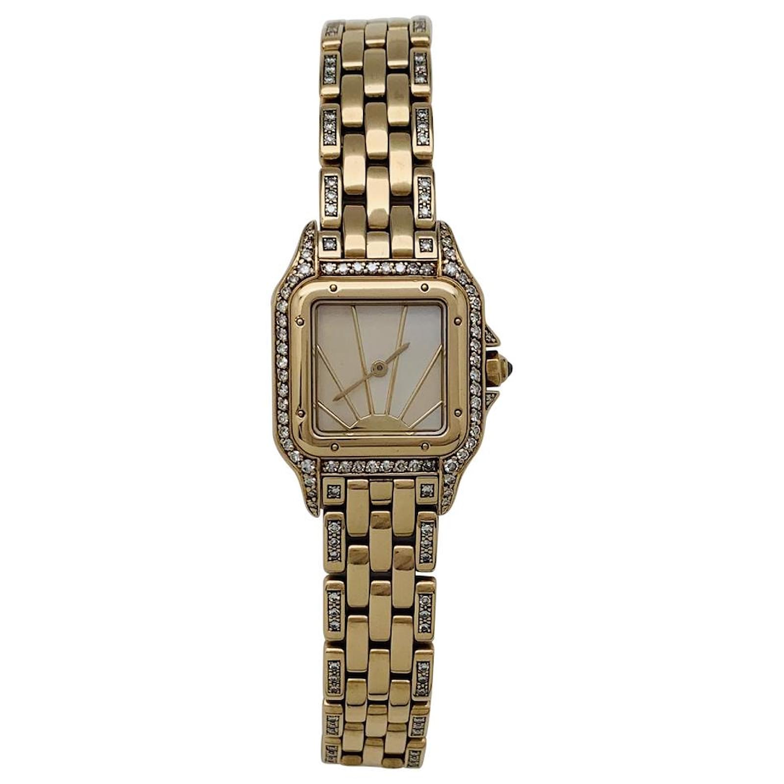 Orologio Cartier, pantera, In oro giallo, madreperla e diamanti. ref.150931  - Joli Closet