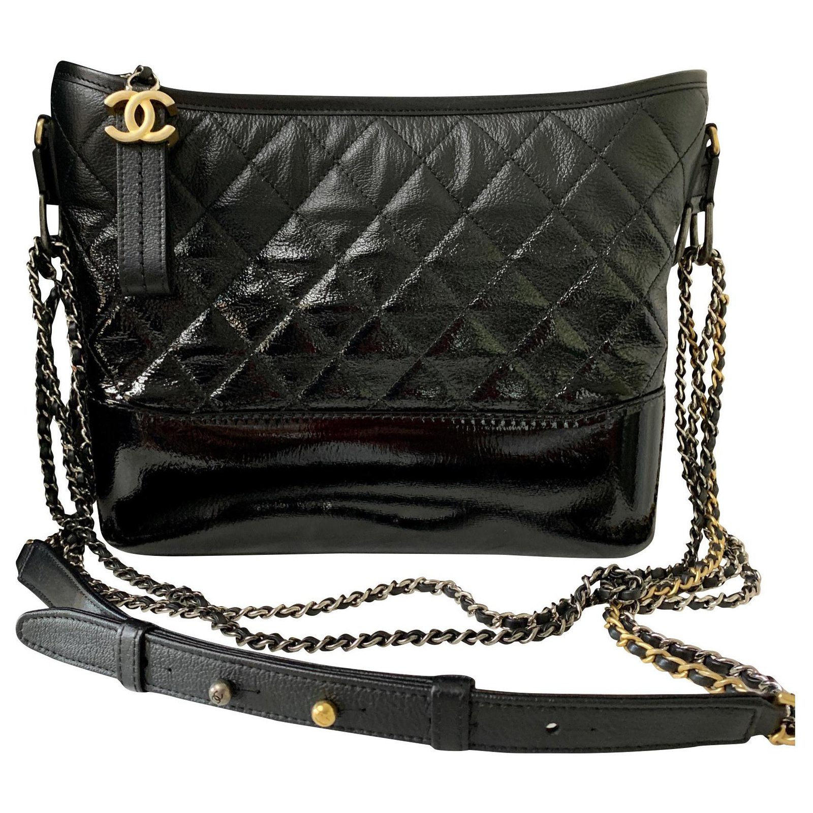 GABRIELLE de CHANEL large hobo bag IN BLACK DEGRADE LEATHER Patent leather  ref.151229 - Joli Closet