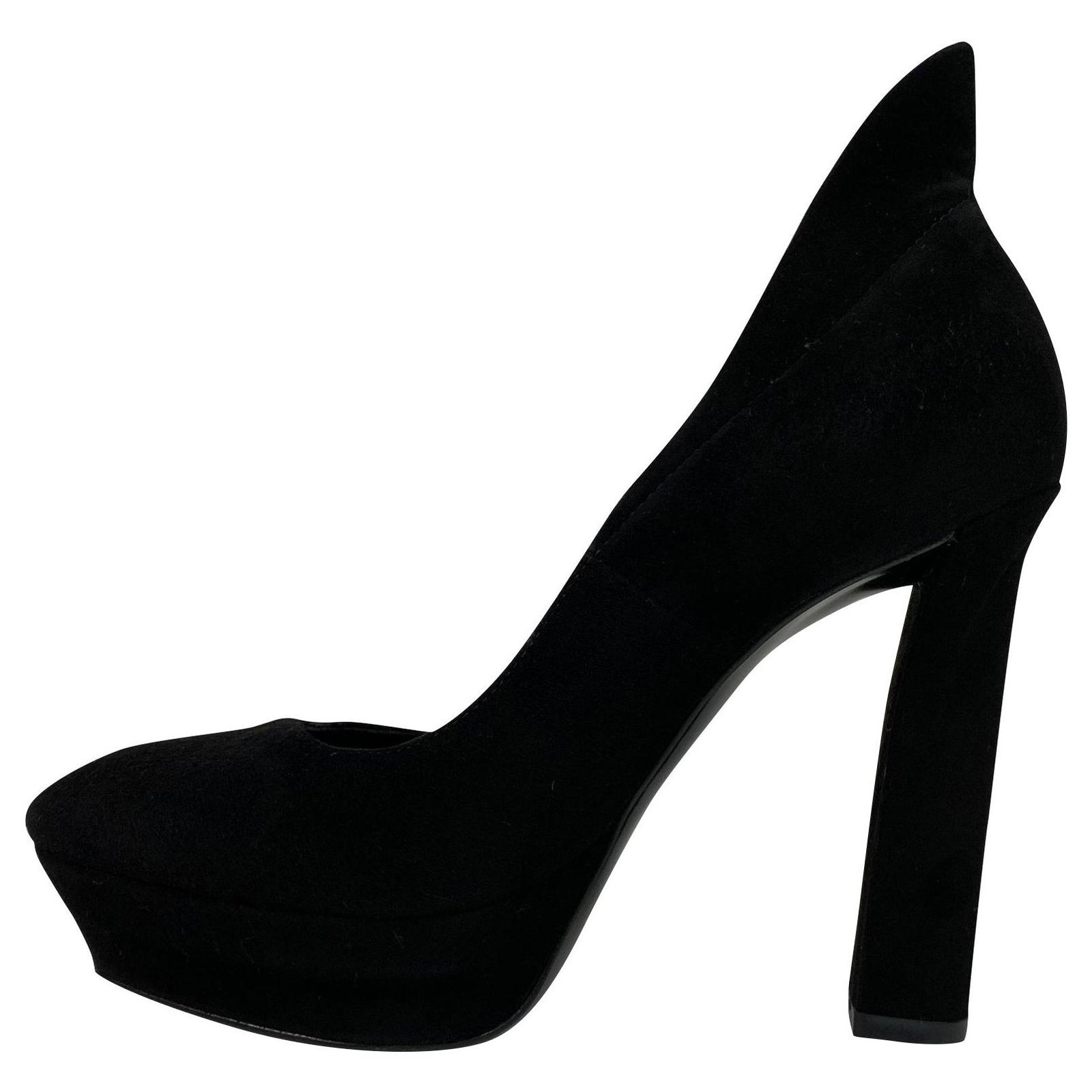 Black Suede Knotted High Block Heels – Truffle Collection