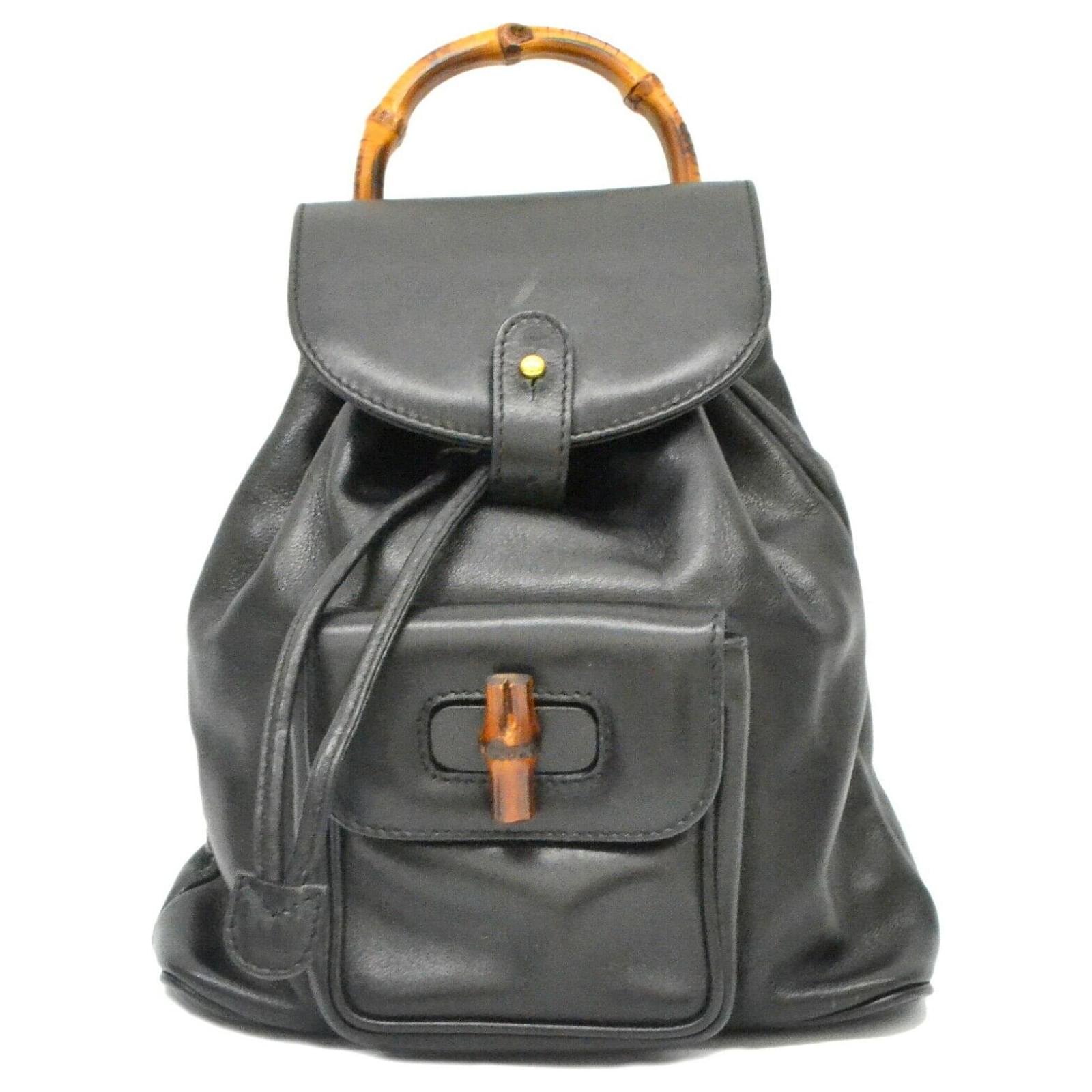 Gucci Bamboo Backpack Black Leather ref.151495 Joli Closet