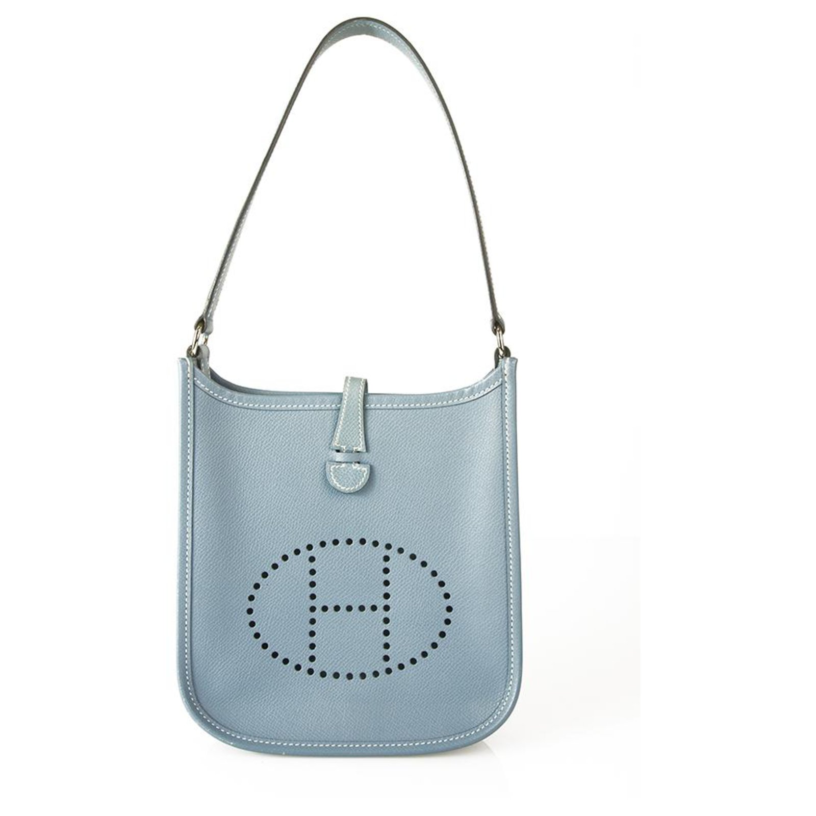 Hermès Mini Blue Jean Evelyne Bag at 1stDibs