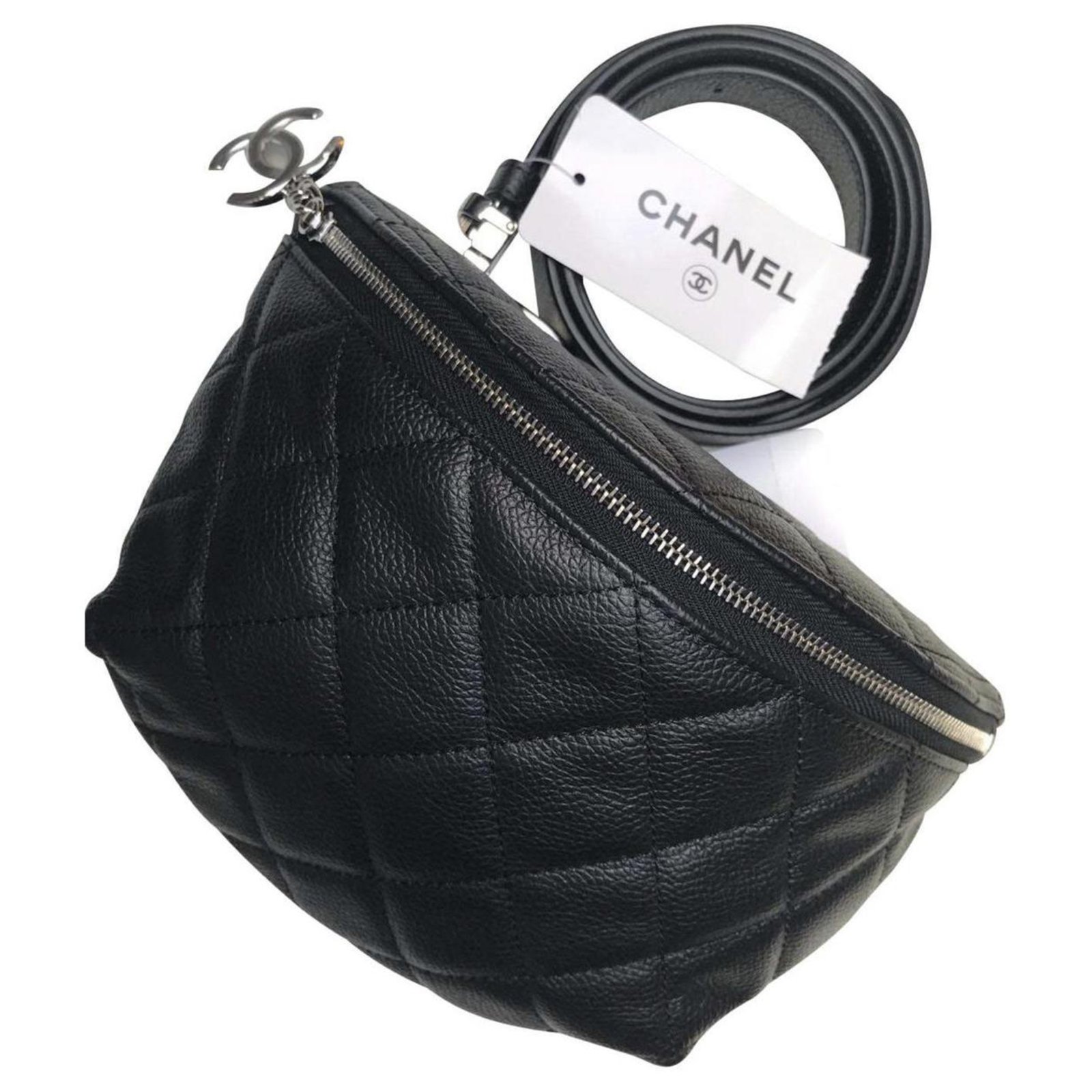 Chanel bag black belt , Black grained leather , neuf ref.151695 - Joli  Closet