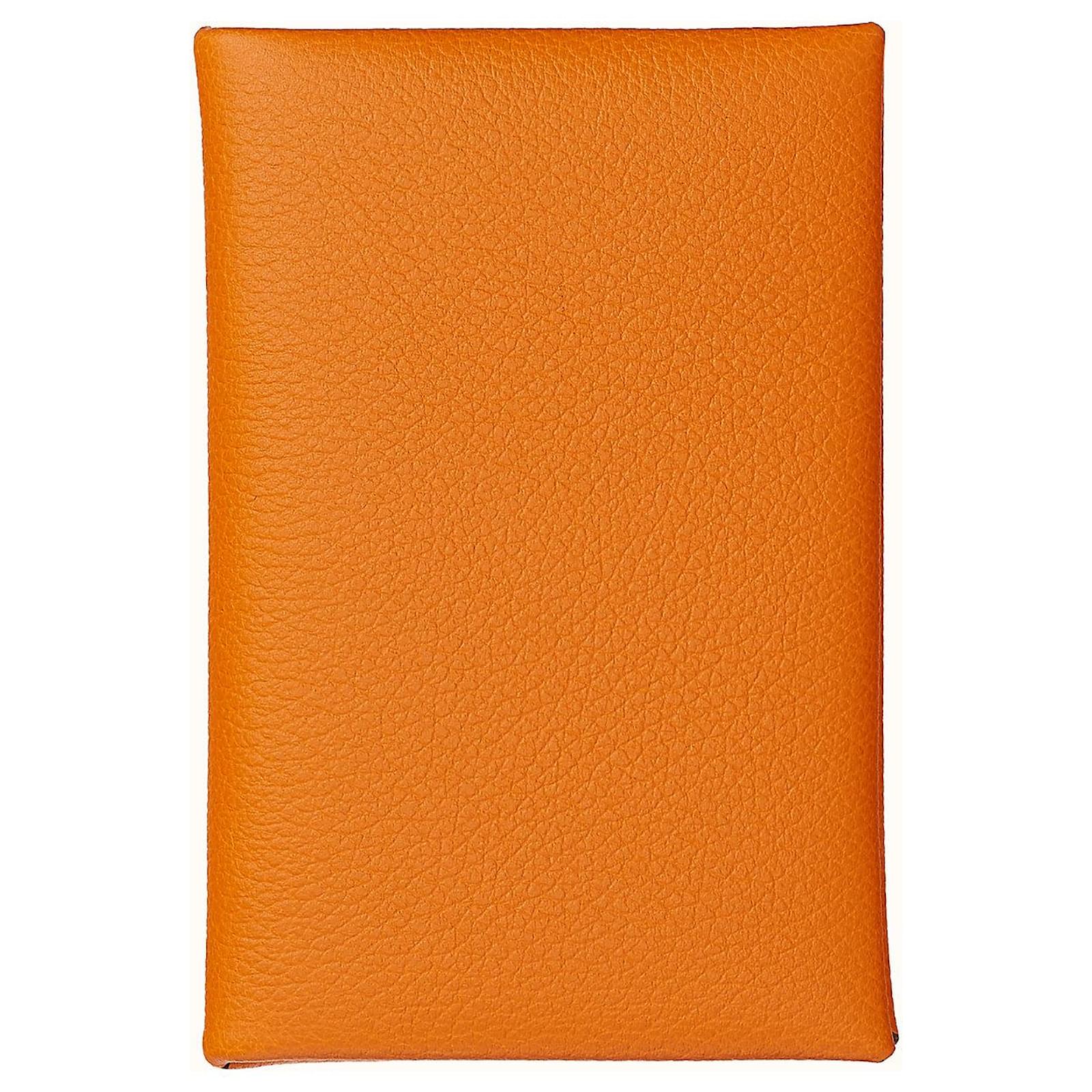 Hermès Porta carte Calvi verso Hermes Arancione Pelle ref.151816 - Joli  Closet
