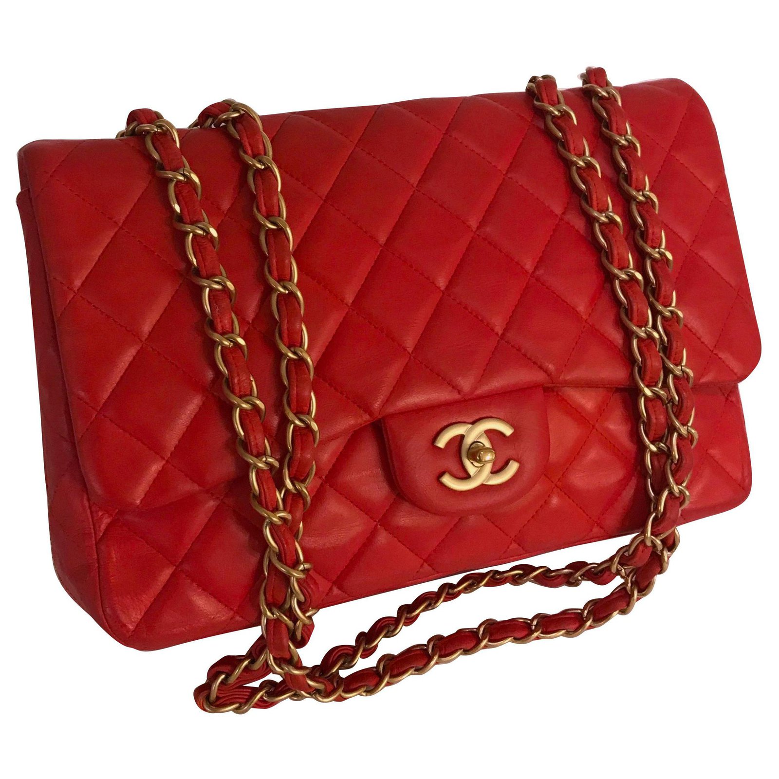 Chanel Lambskin large flap bag with matte gold hardware