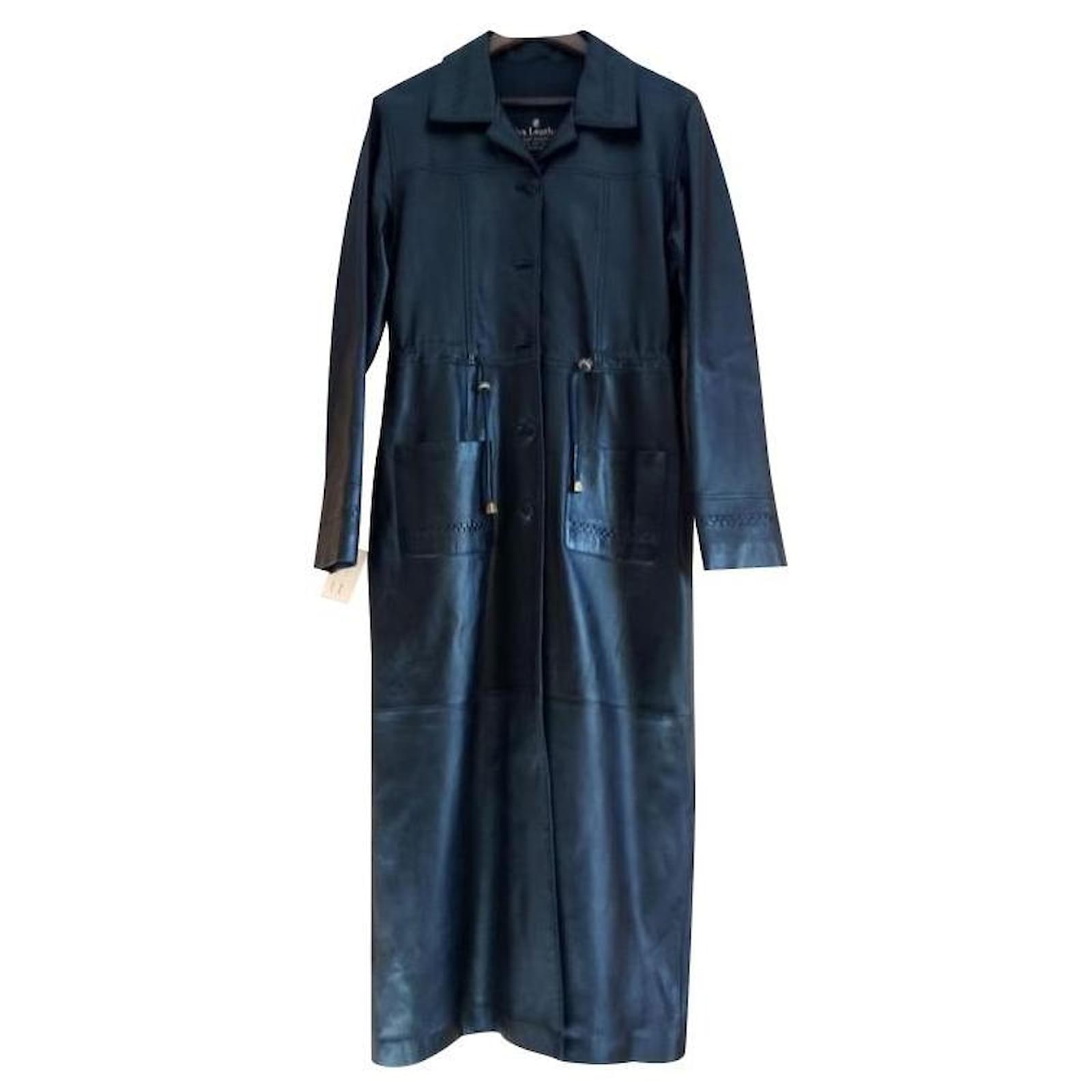 Manteaux Autre Marque Manteau Femme Long En Cuir Cuir Noir Ref 152253 Joli Closet