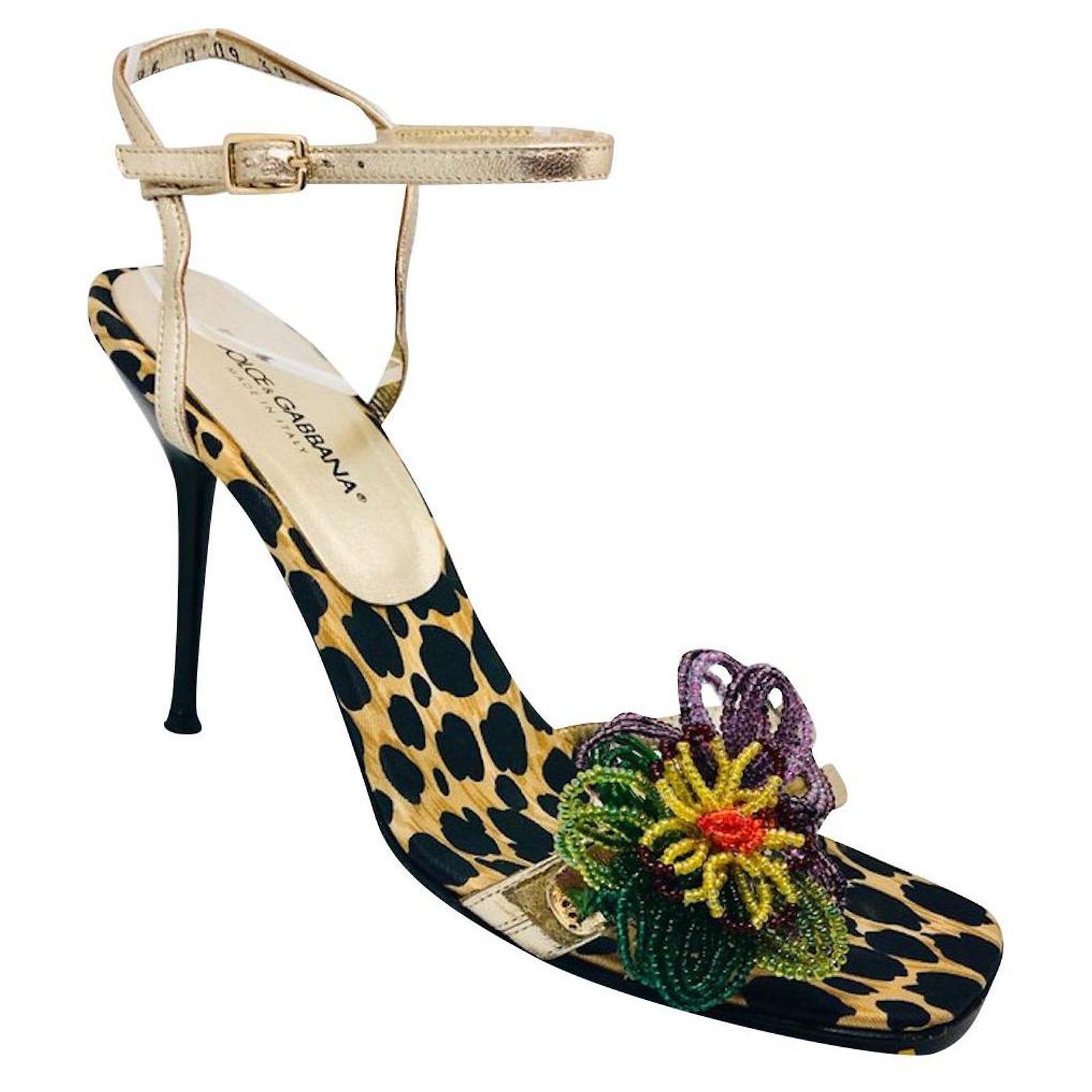 Sandales Dolce&Gabbana Femme - Soie Imprimée Carretto, Bride Cheville - Taille 36,5 - Neuf Avec Défauts