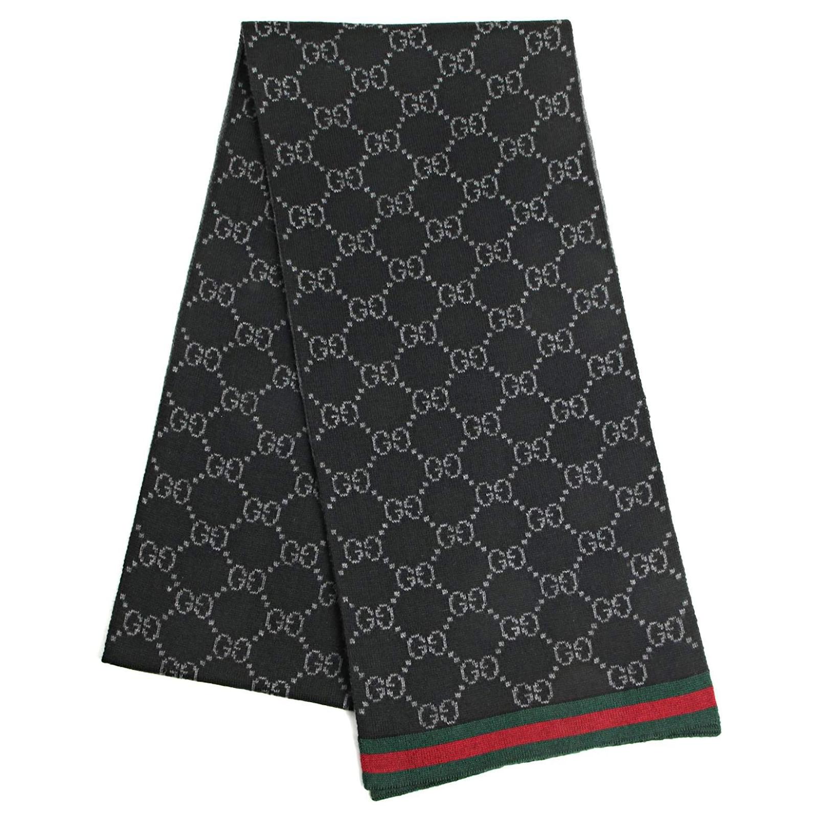 GUCCI SCIARPA GG NERO E GRIGIO unisex nuovo Lana ref.152454 - Joli Closet